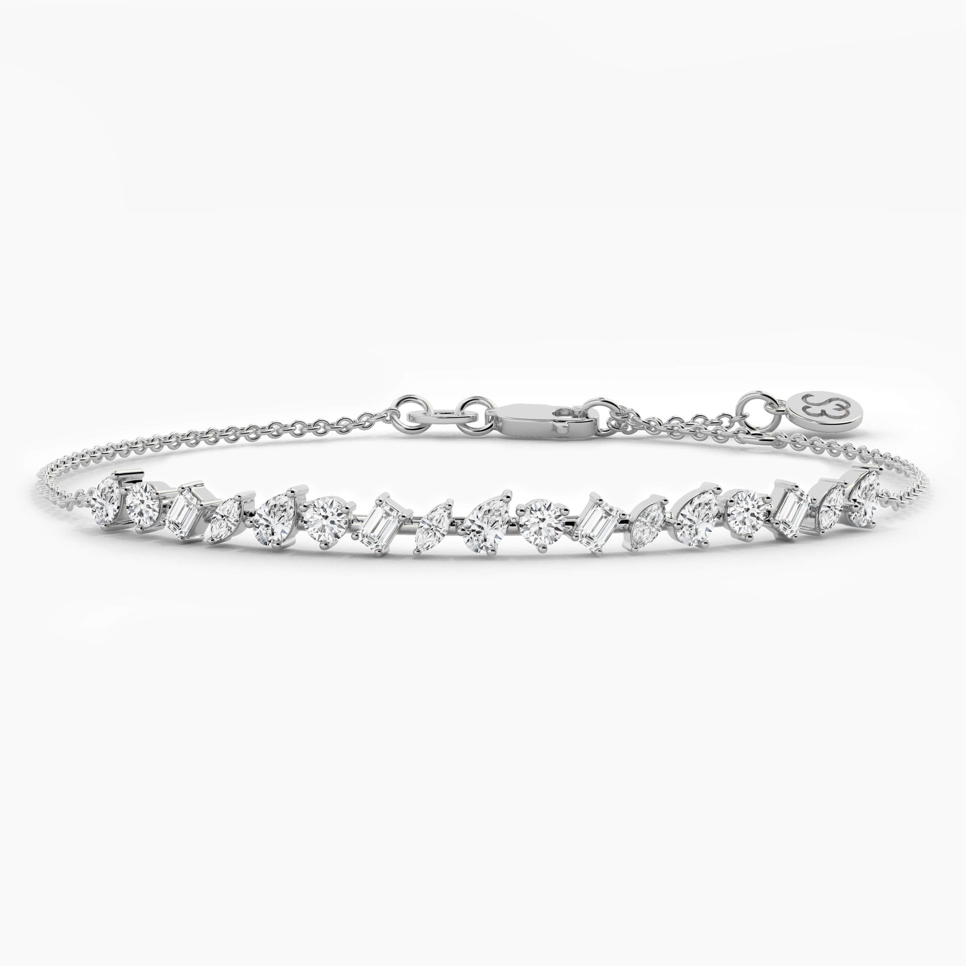 Multi Shape Diamond Chain Bracelet In White Gold For Woman 