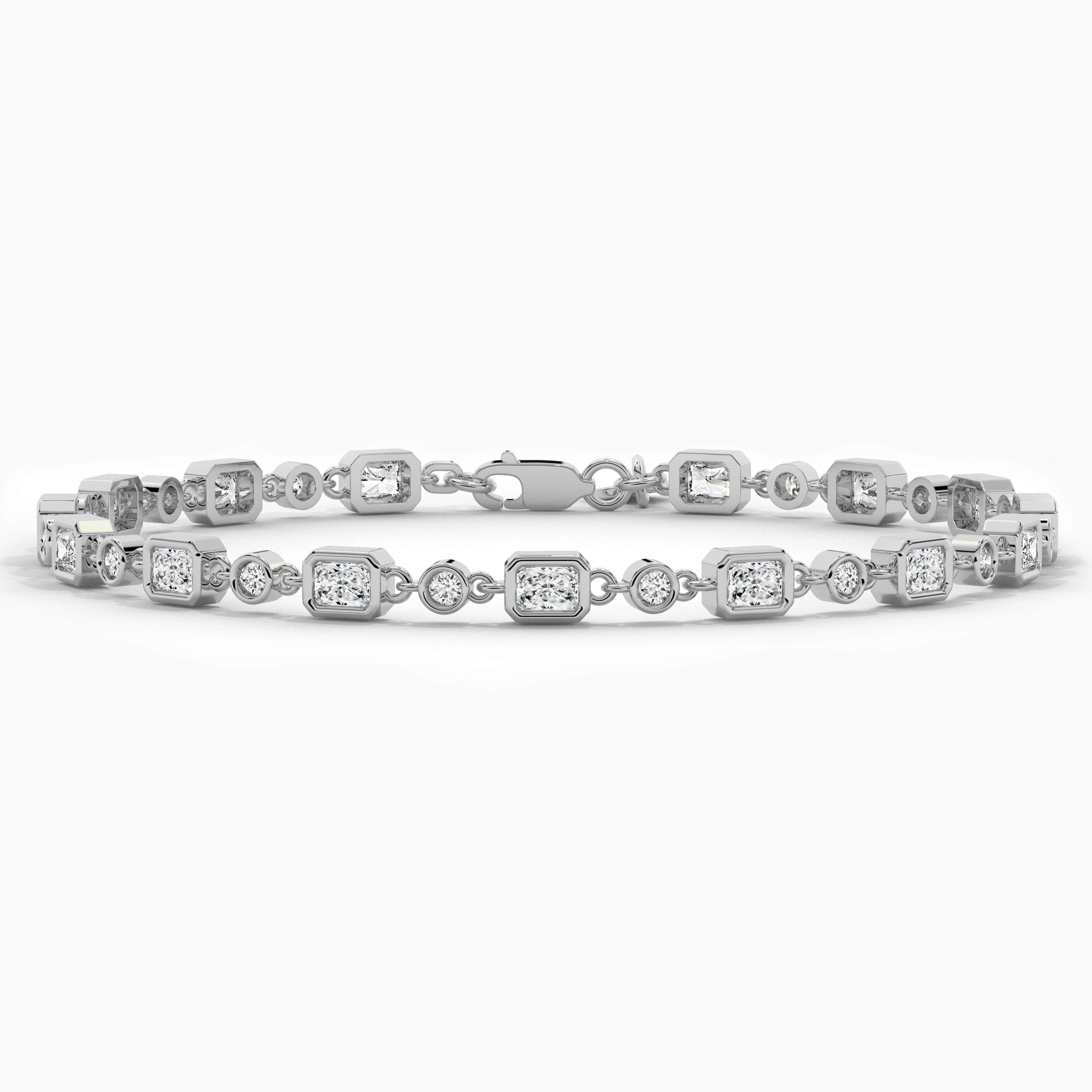 Radiant And Round Cut Moissanite Diamond Tennis Bracelet For Woman' Gift 