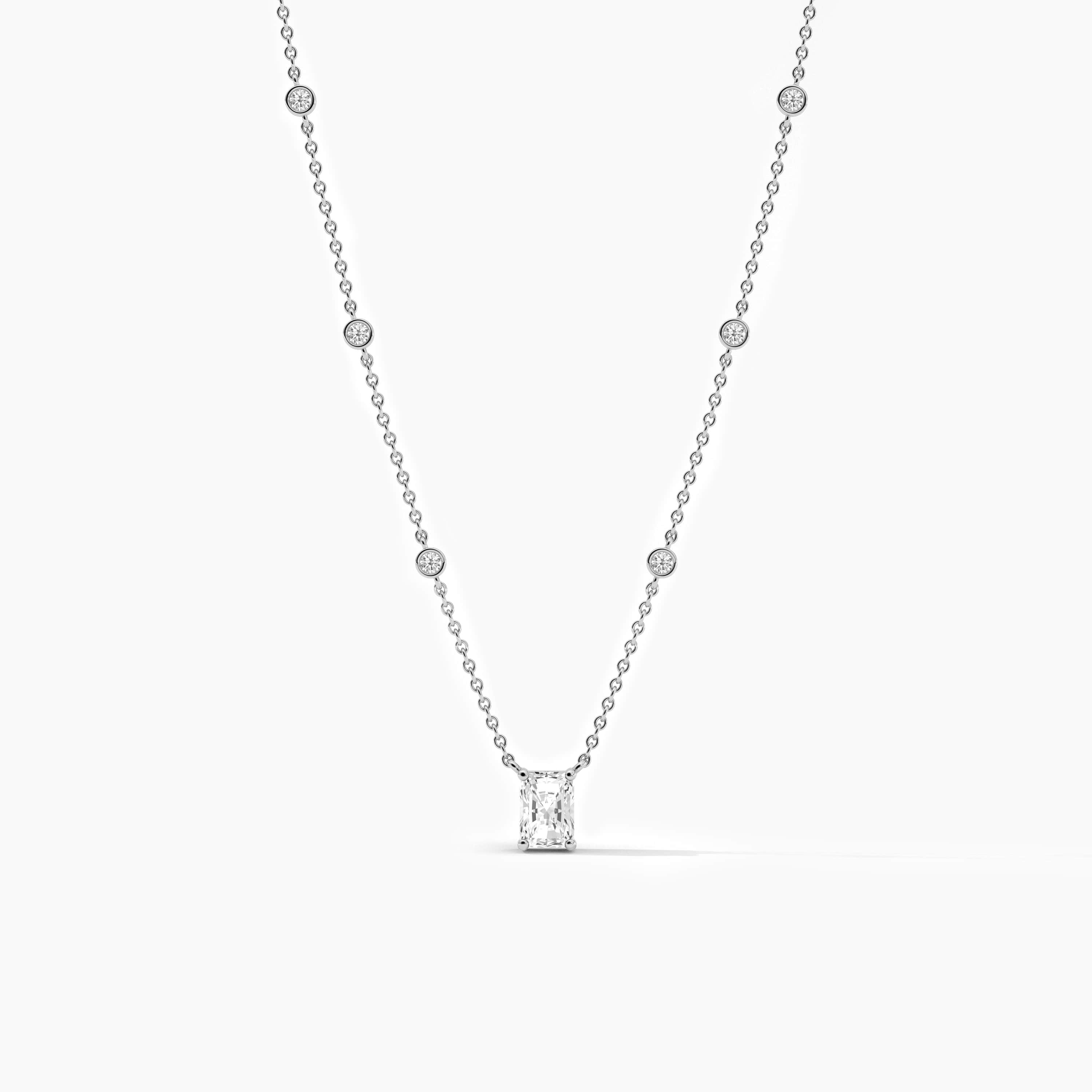 14K White Gold  Station Necklace