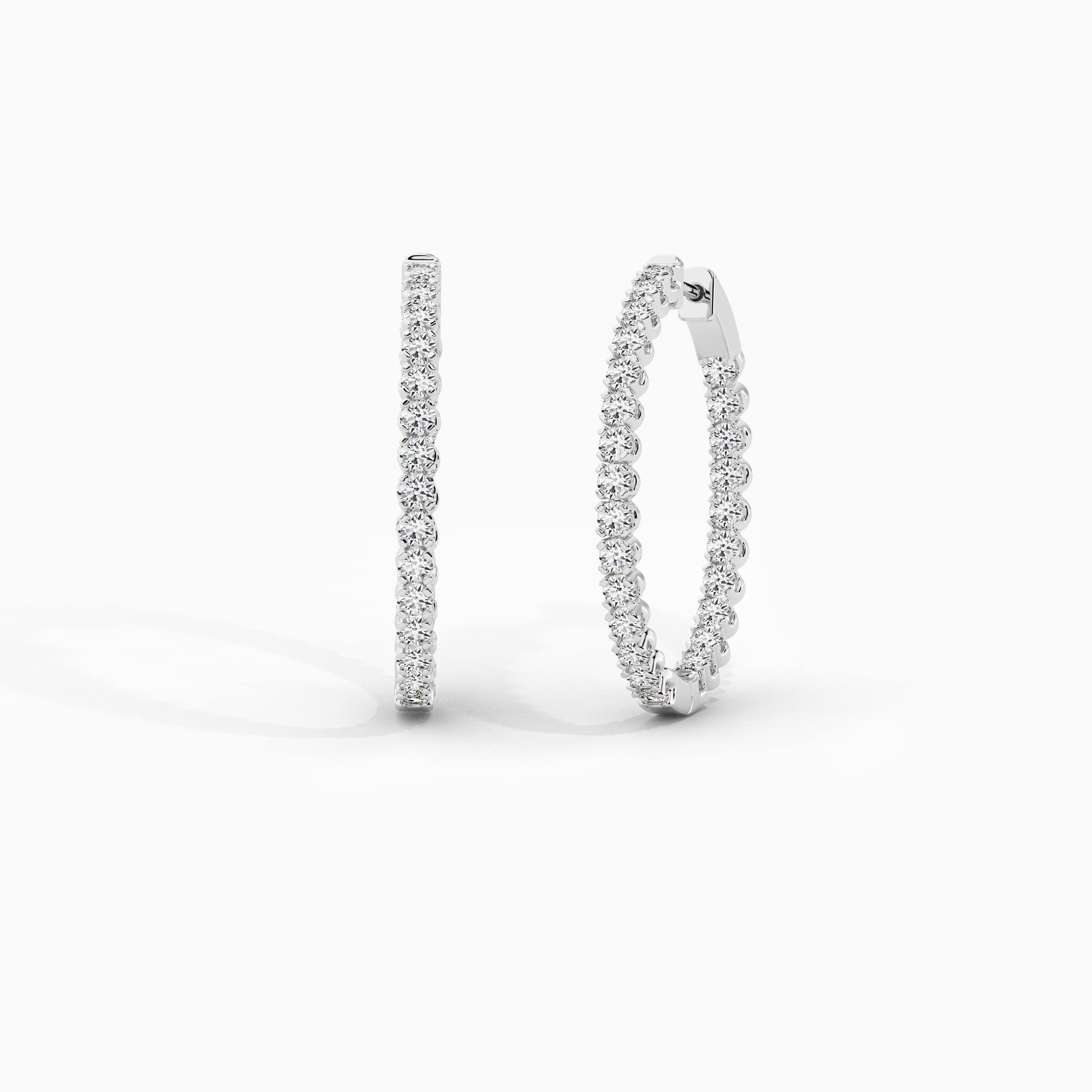 14k gold diamond hoop earrings