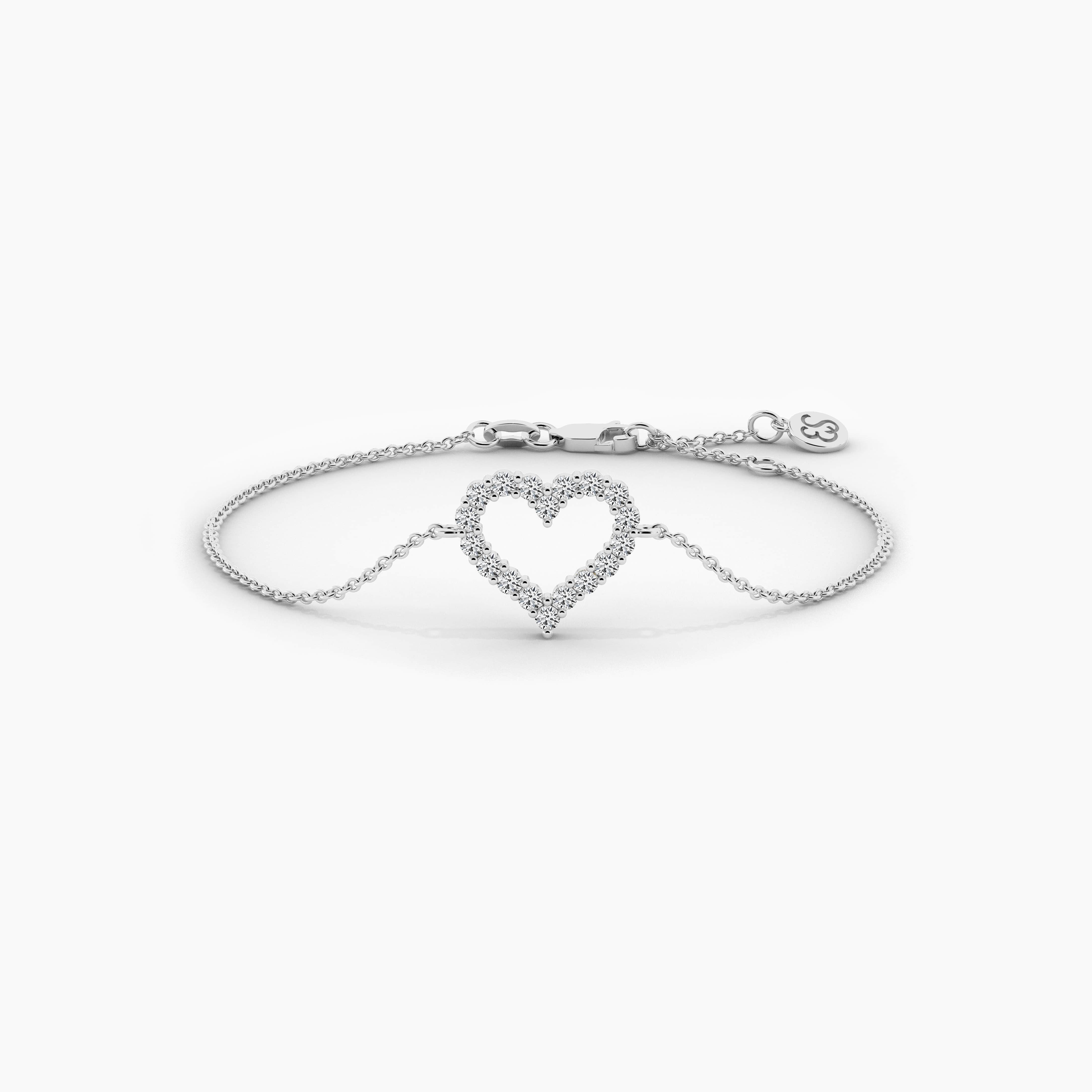 Open heart cable chain bracelet