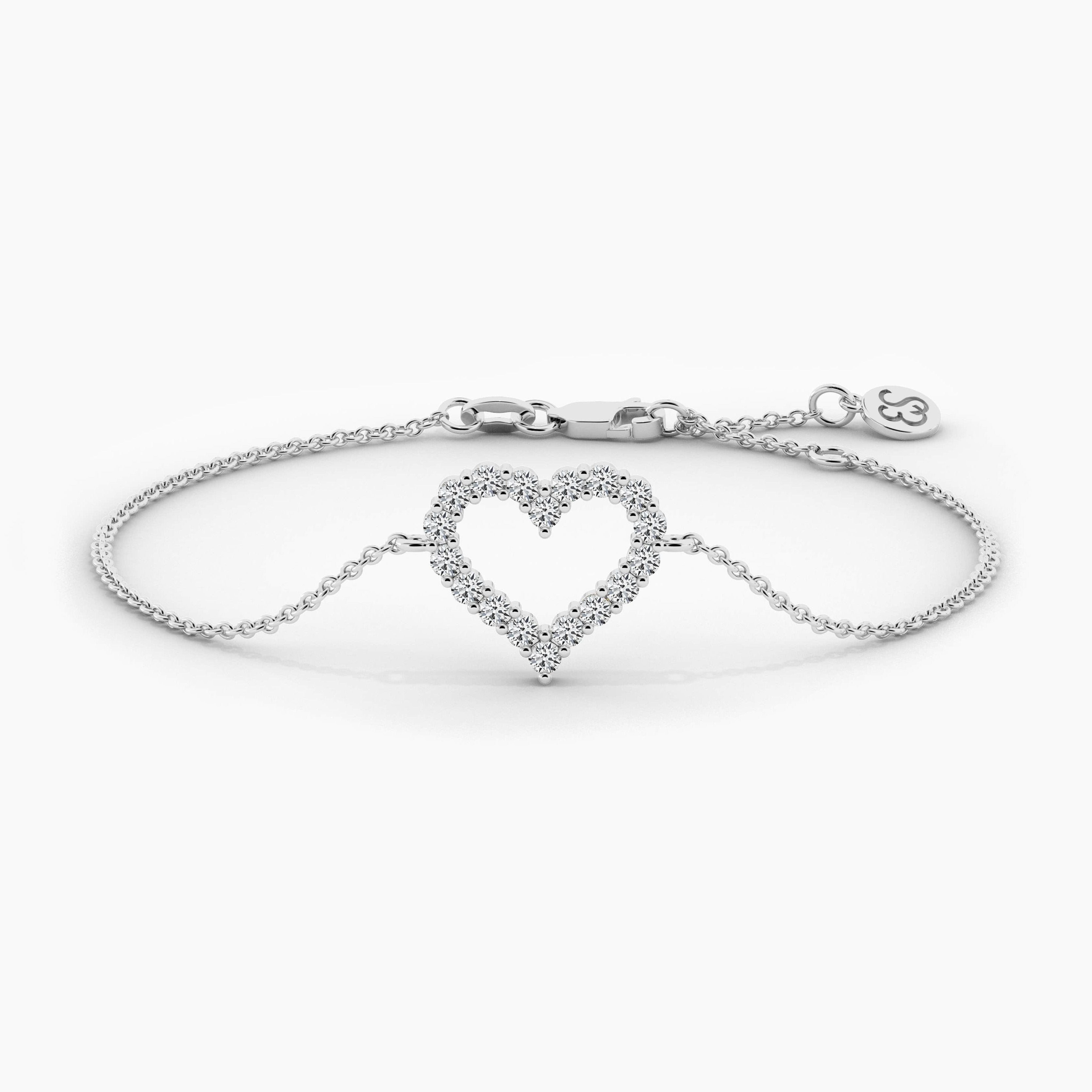 Open heart cable chain bracelet