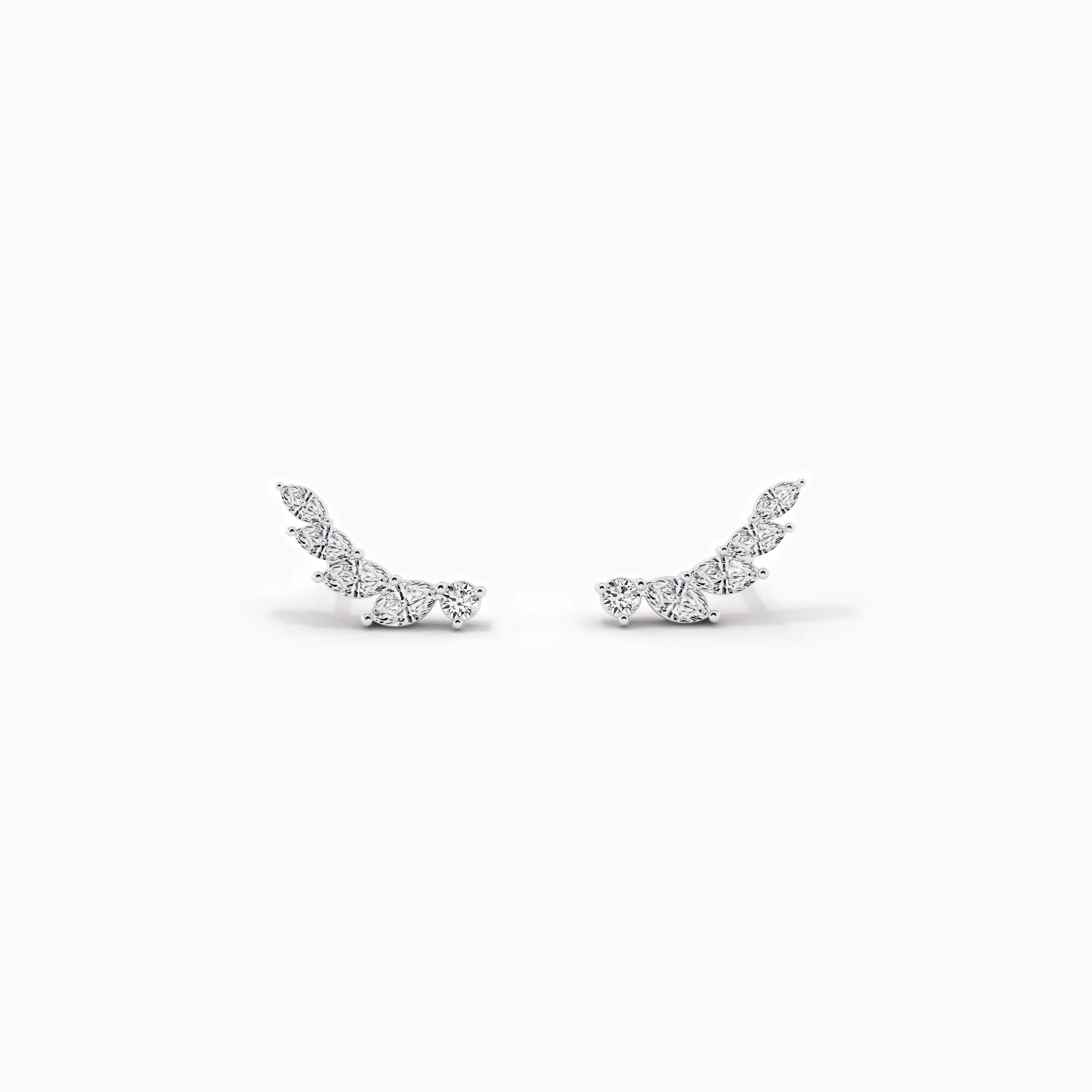 curved bar diamond earring white gold