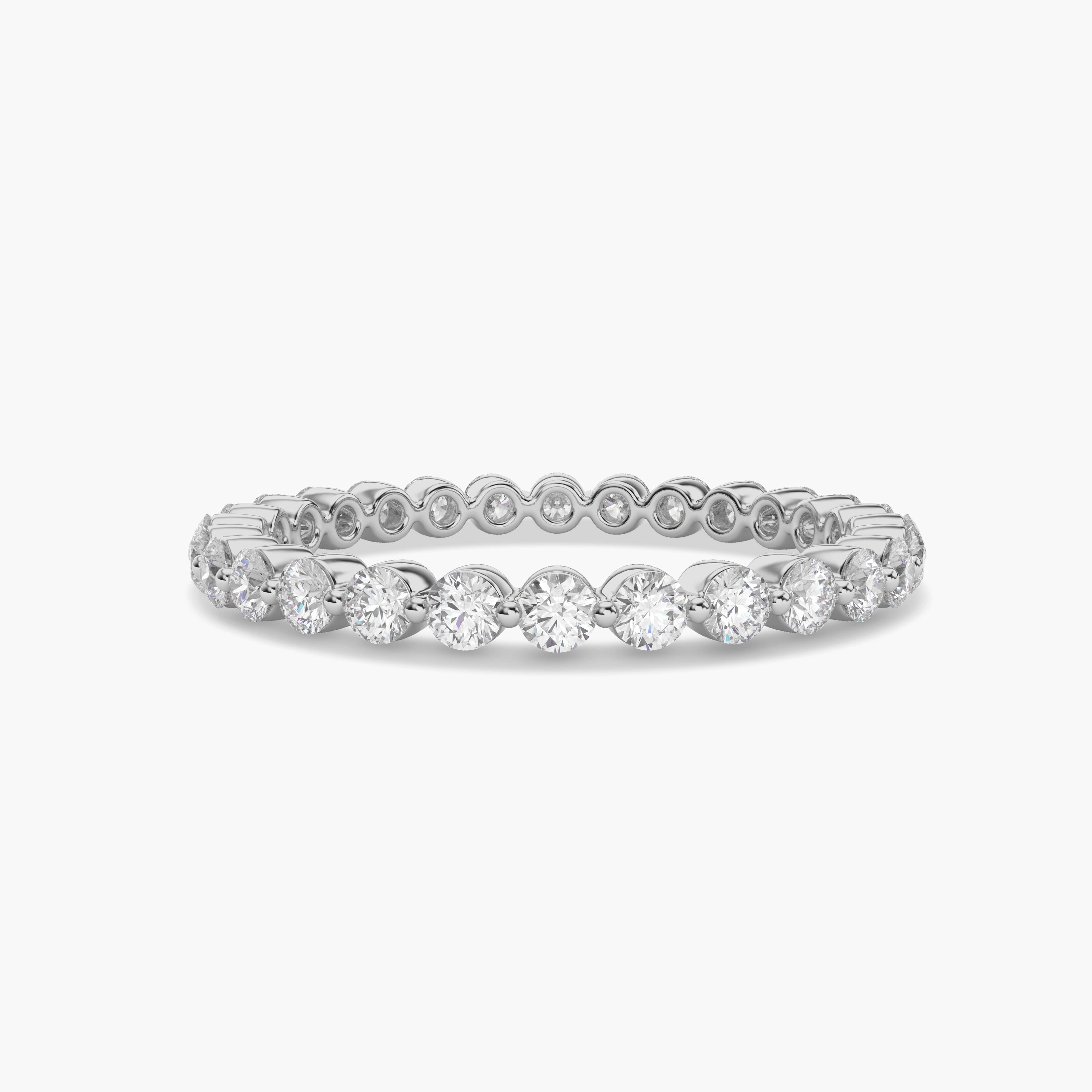 White Gold Round Eternity Wedding Band Stacking Ring Diamonds
