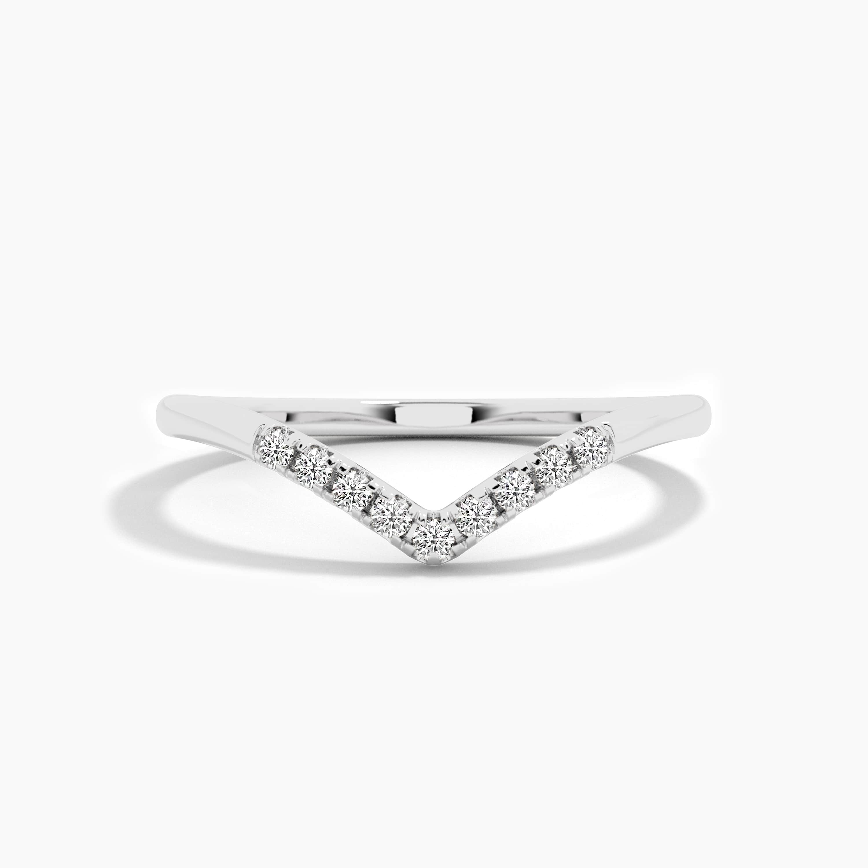 white gold moissanite diamond curved ring 
