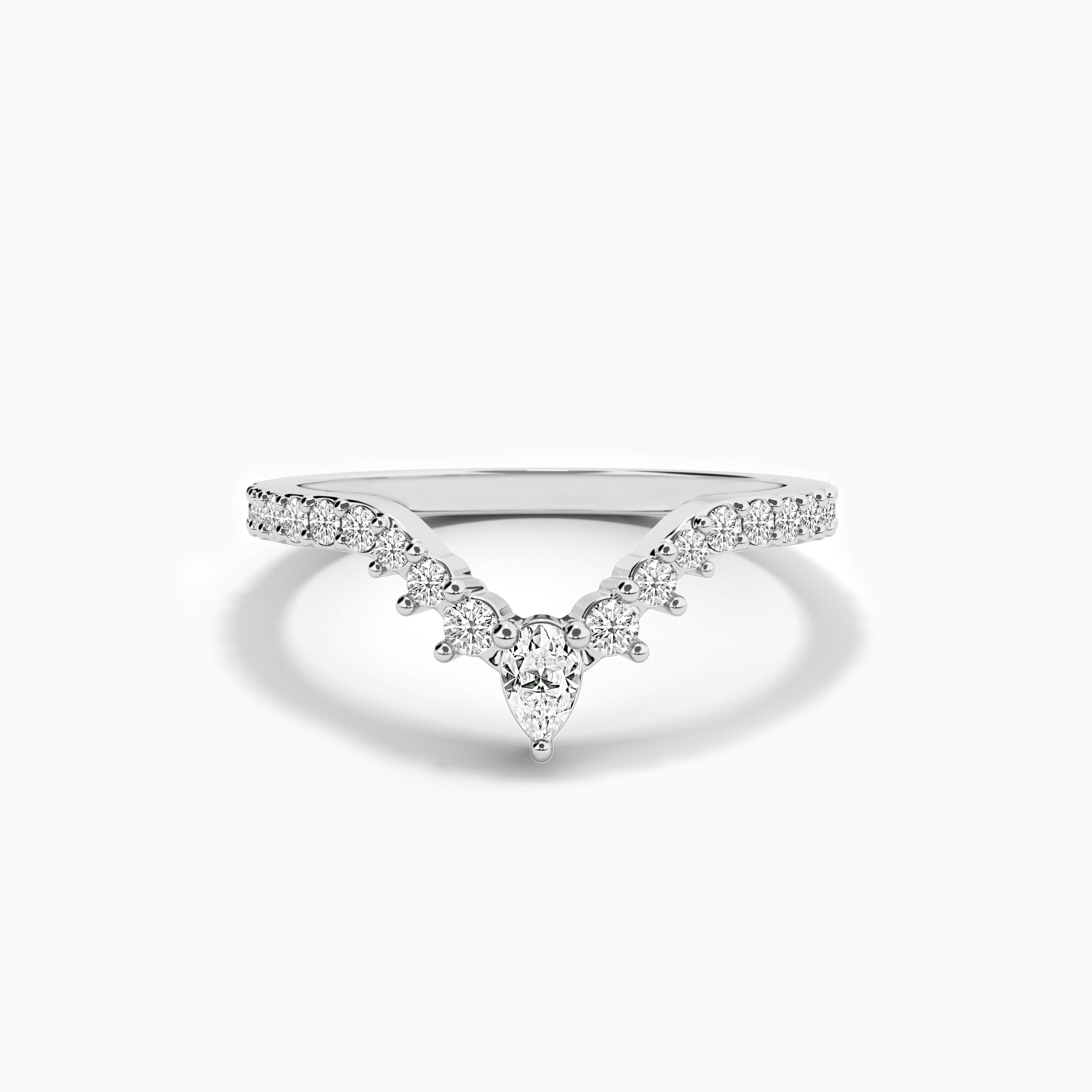 Pear and Round Lab Grown Diamond Stackable Ring in White Gold