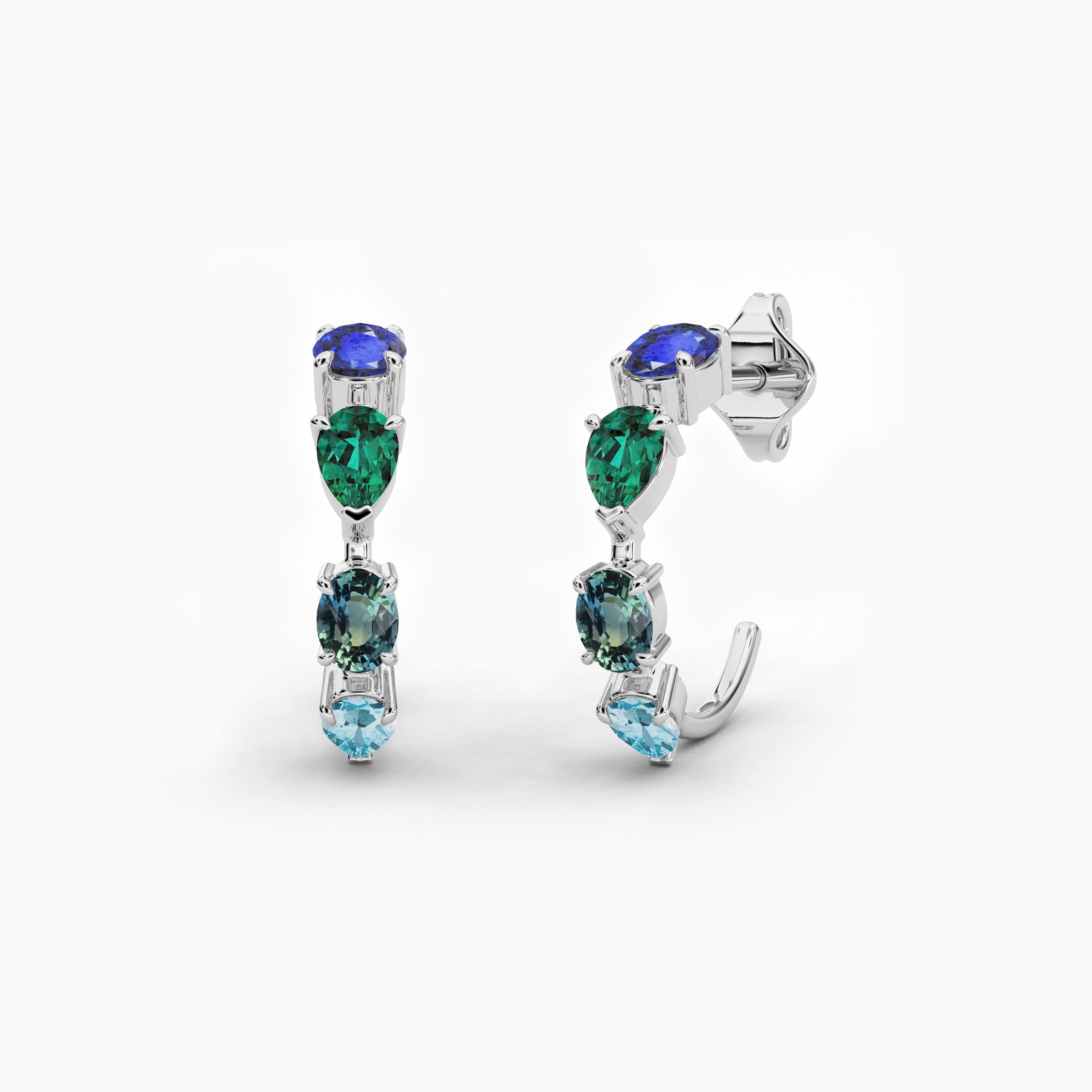 gemstone earrings in white gold 