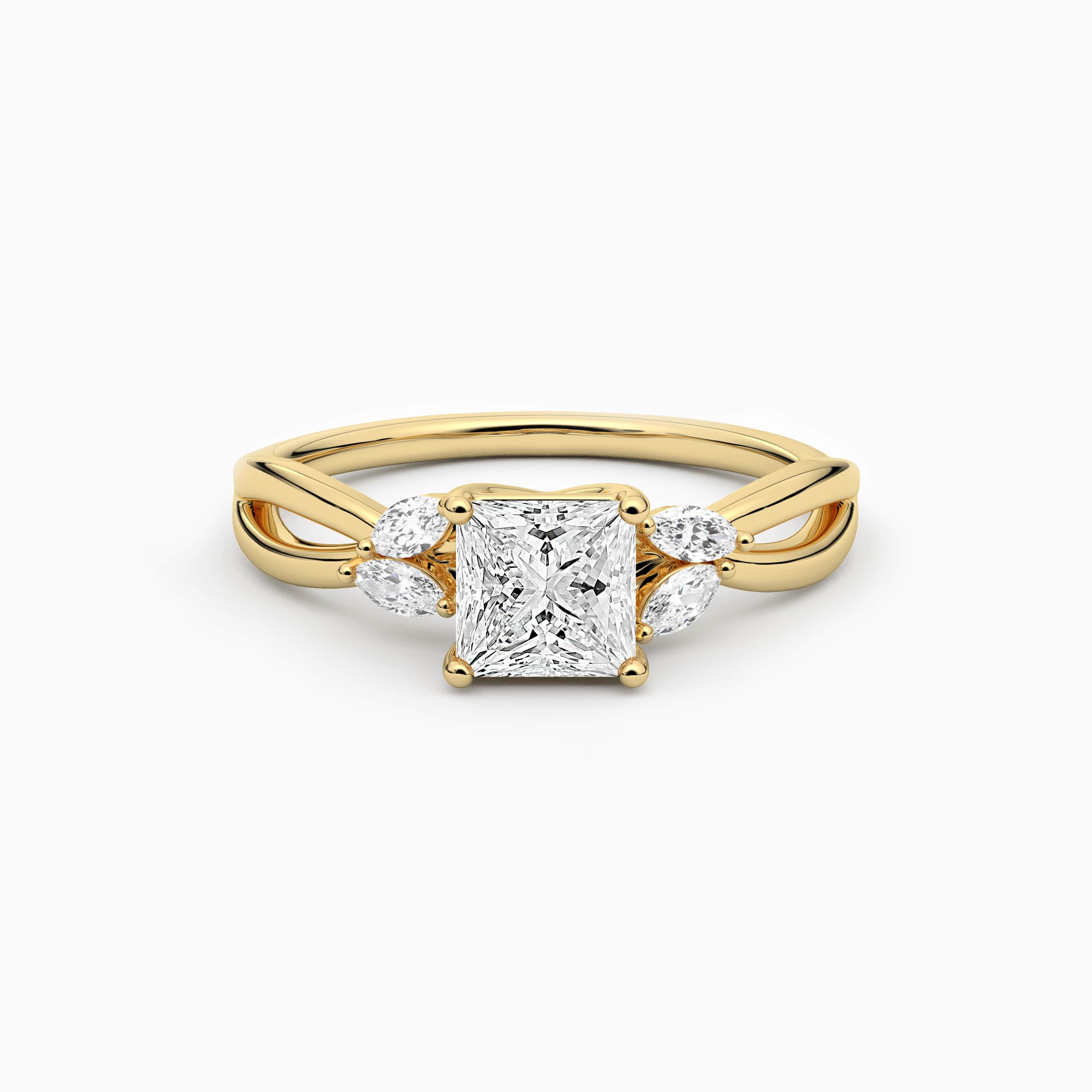 Nature-Inspired Princess Lab Grown Diamond Ring With Marquise