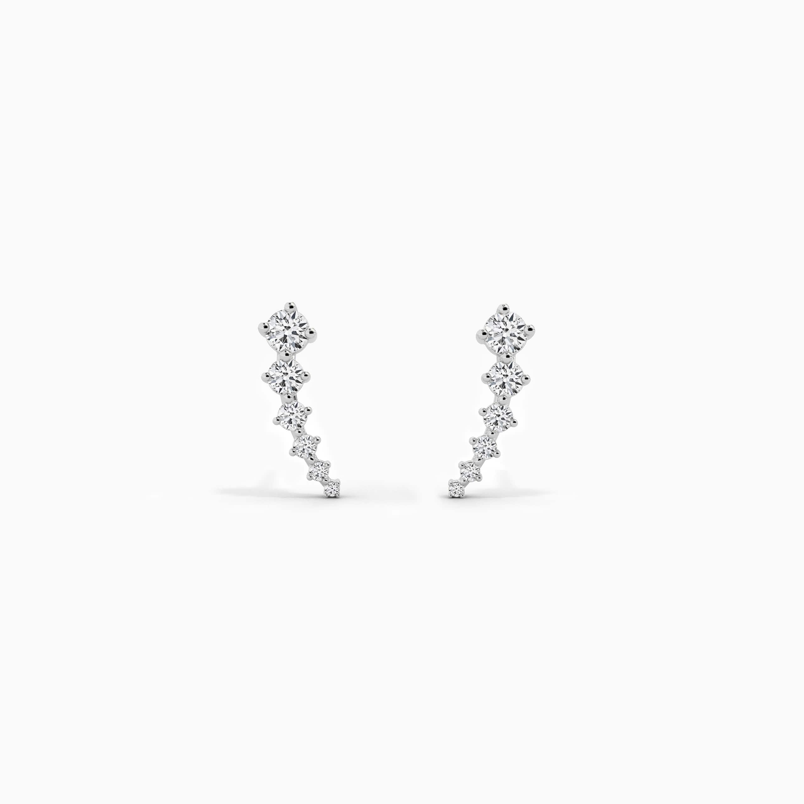 Climber stud earring white gold 