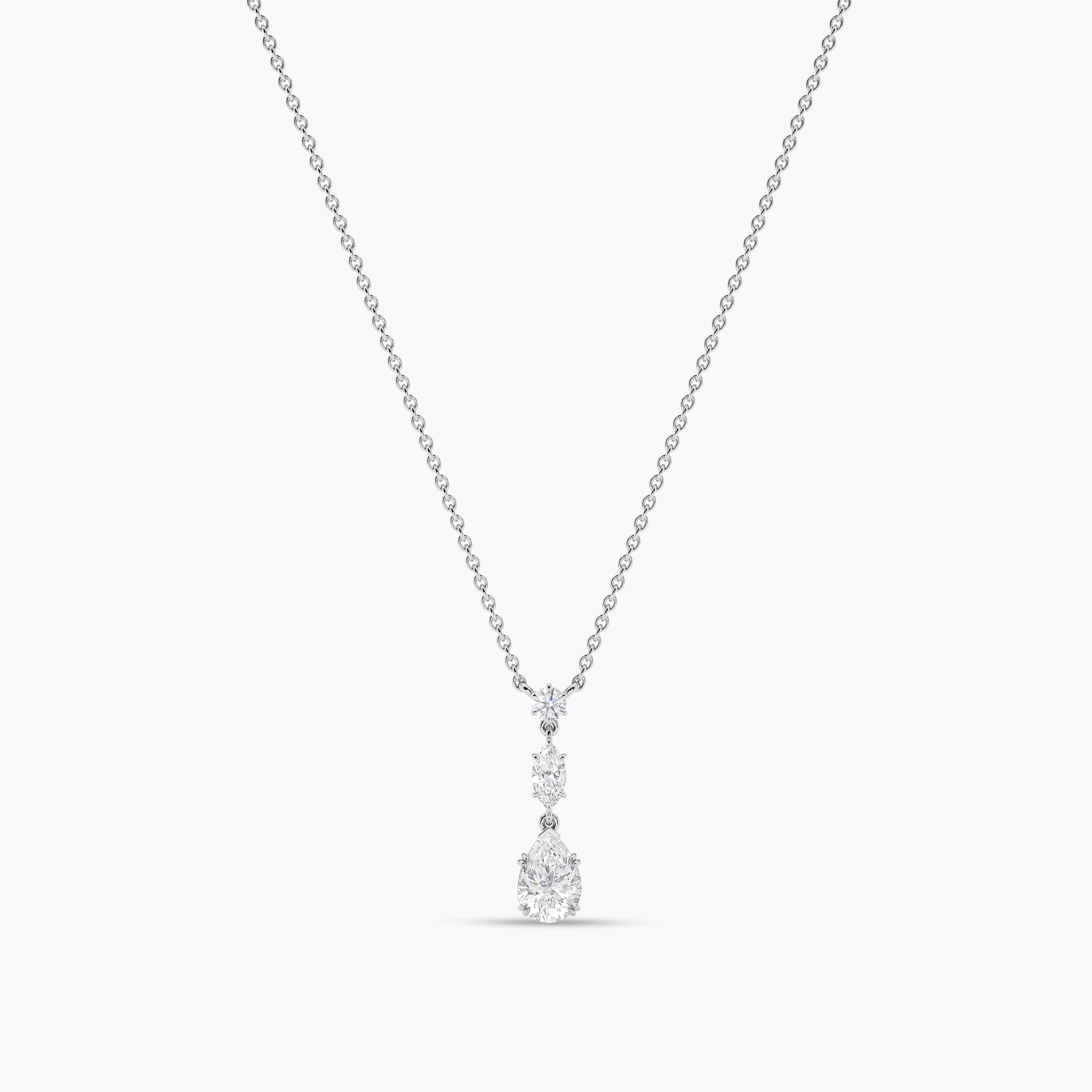 three diamond drop necklace​ white gold