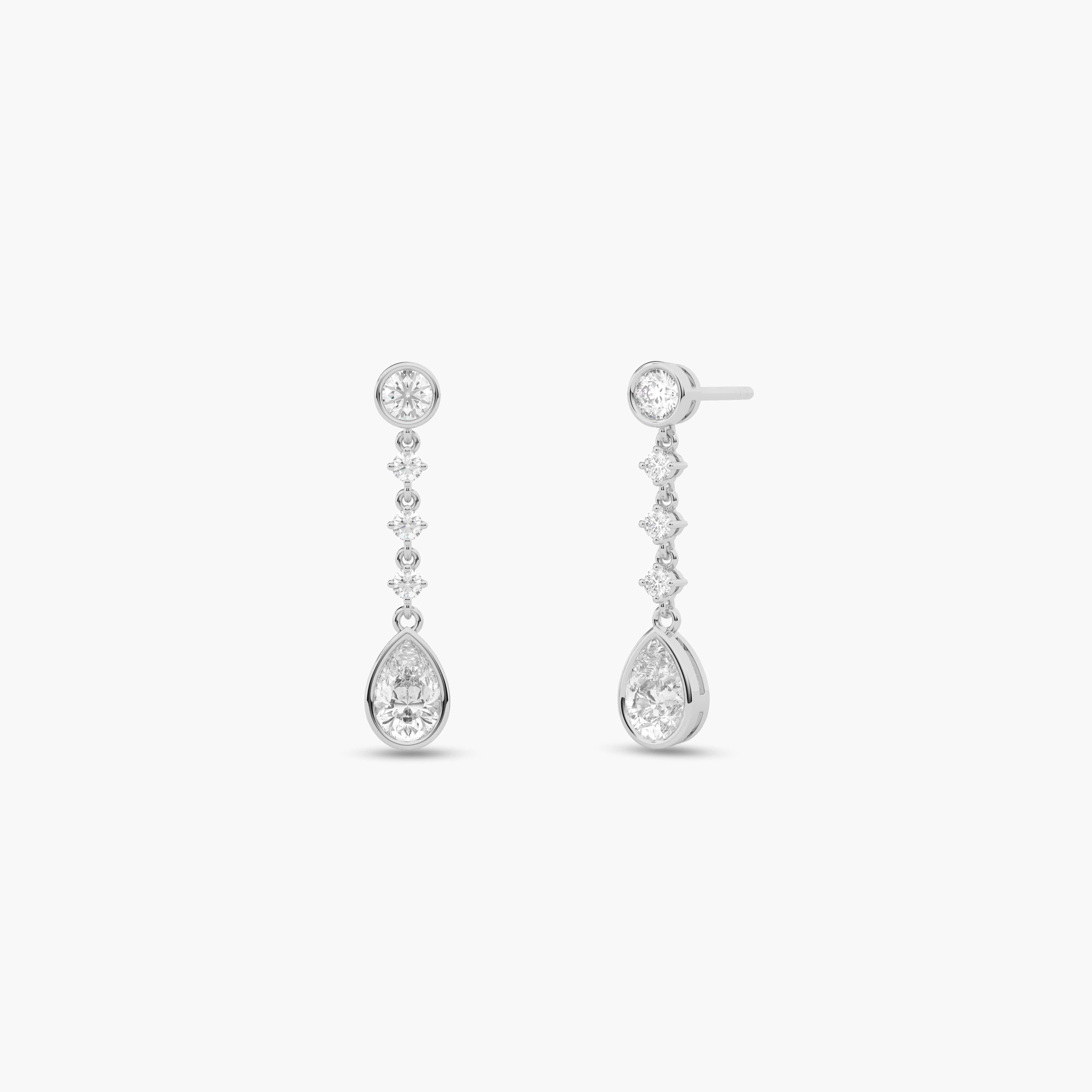 white gold diamond dangle drop earrings