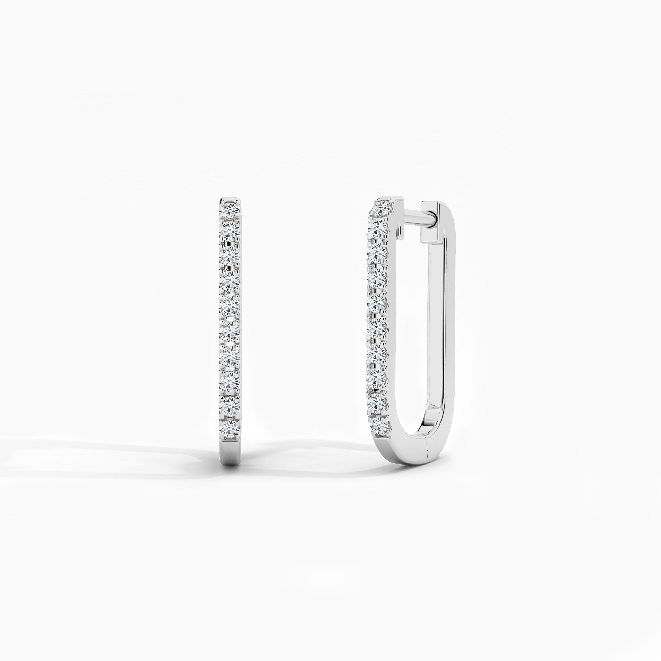 14k Gold Lab Diamond Paperclip Hoop Earrings