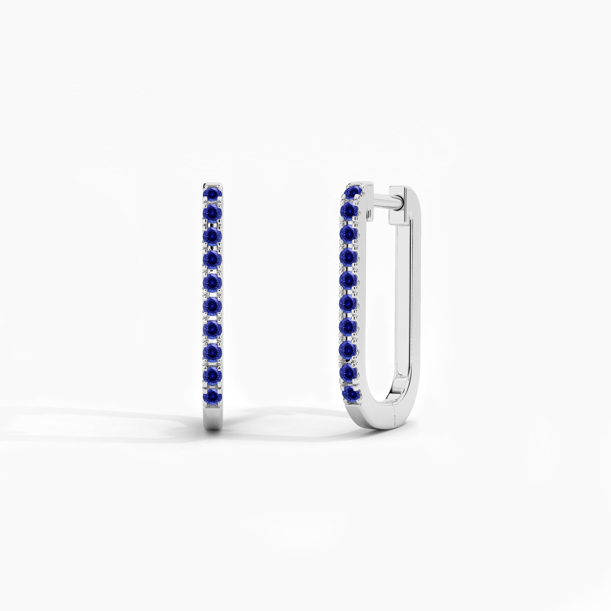 white gold blue sapphire diamond earring 