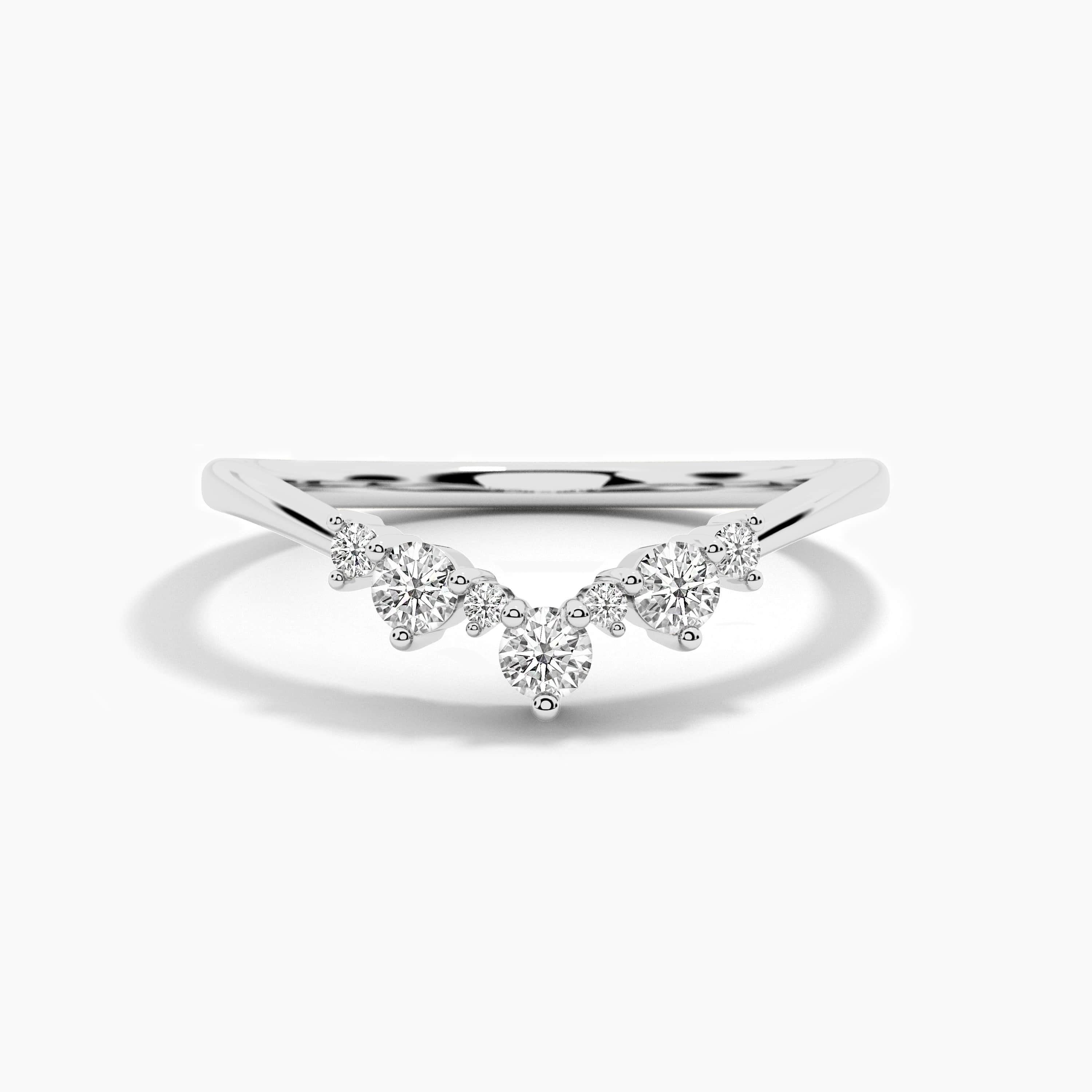lab grown diamond curved ring in white gold 
