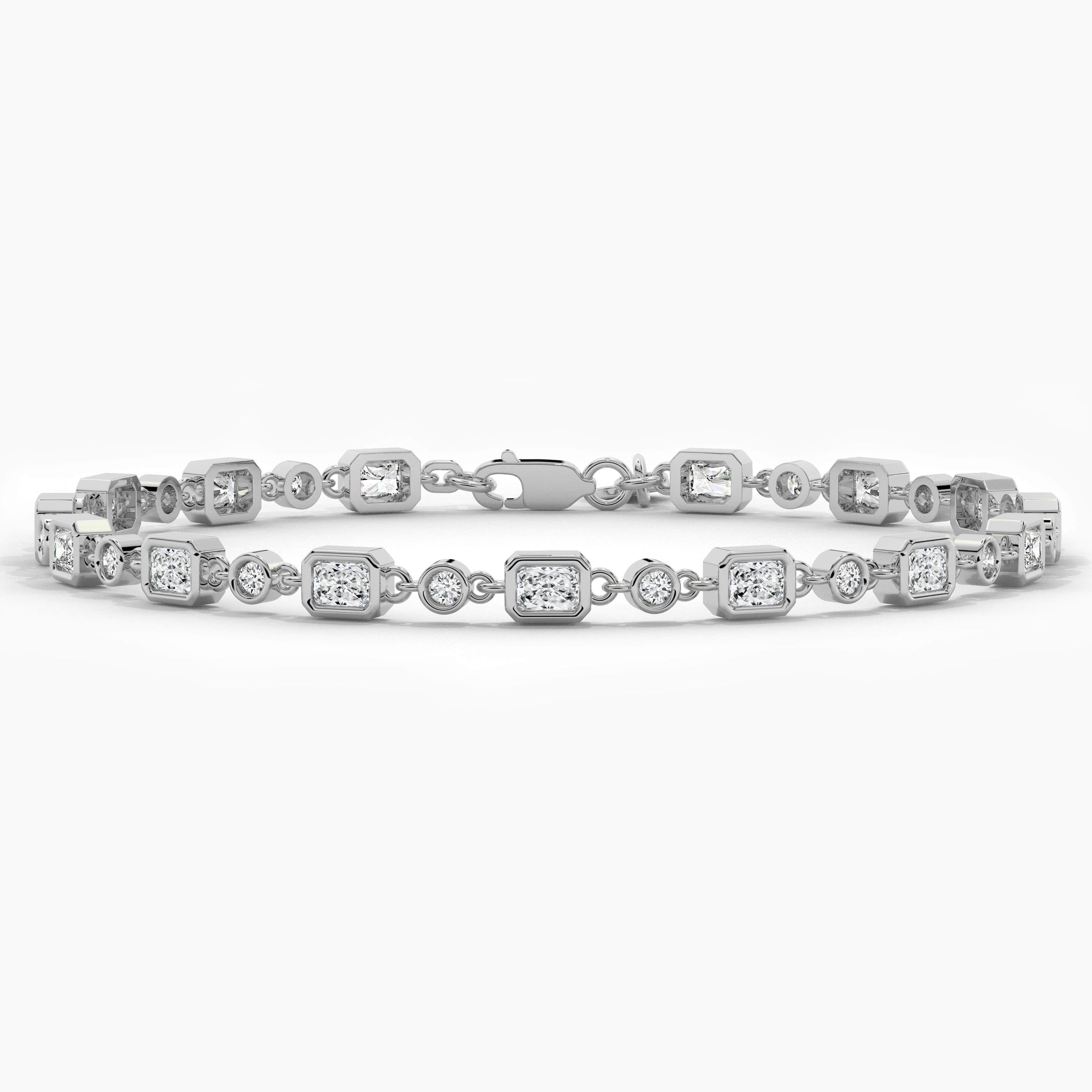 Radiant And Round Cut Moissanite Diamond Tennis Bracelet For Woman' Gift 
