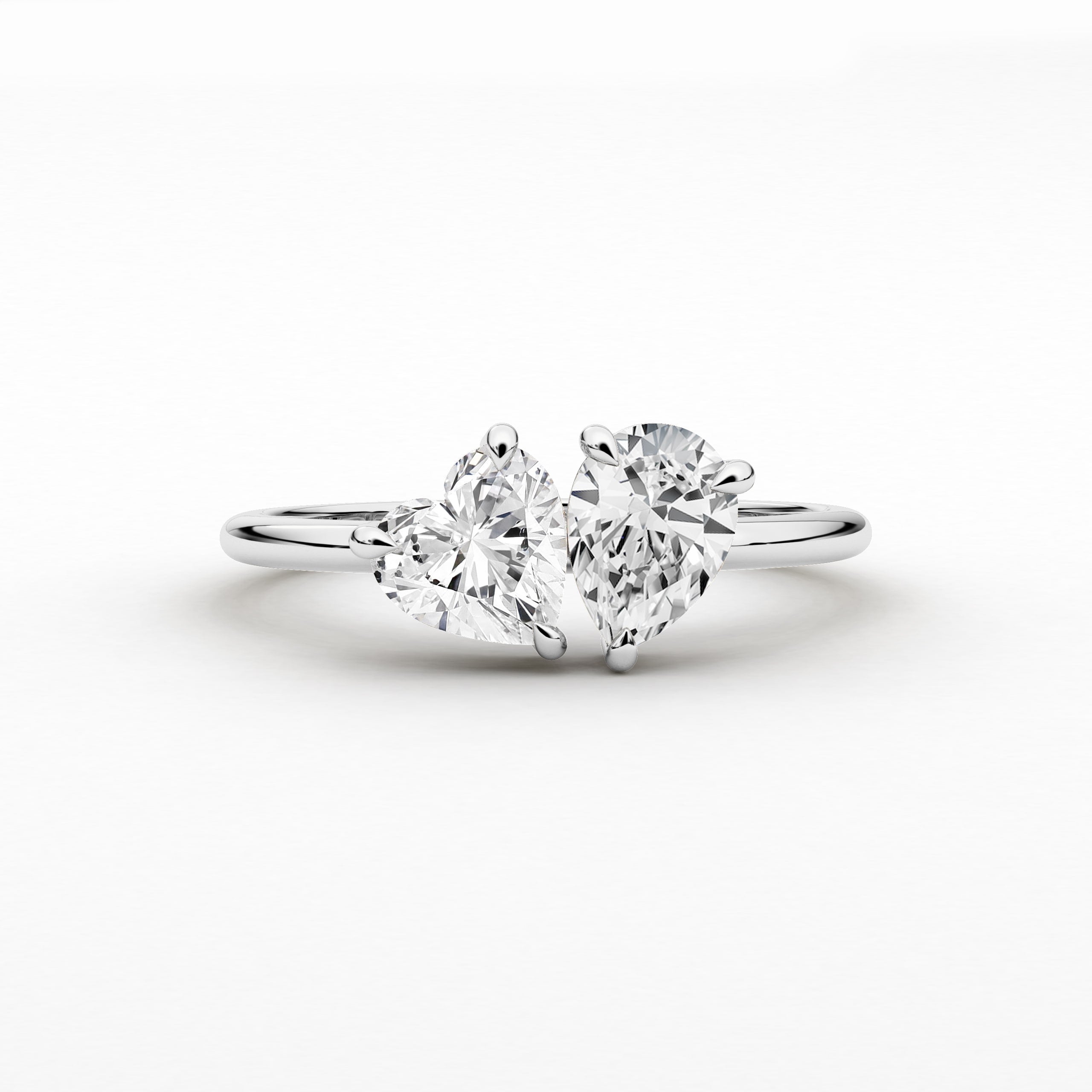 Heart & Pear Cut Diamond Wedding Toi Et Moi Ring For Women In White Gold 