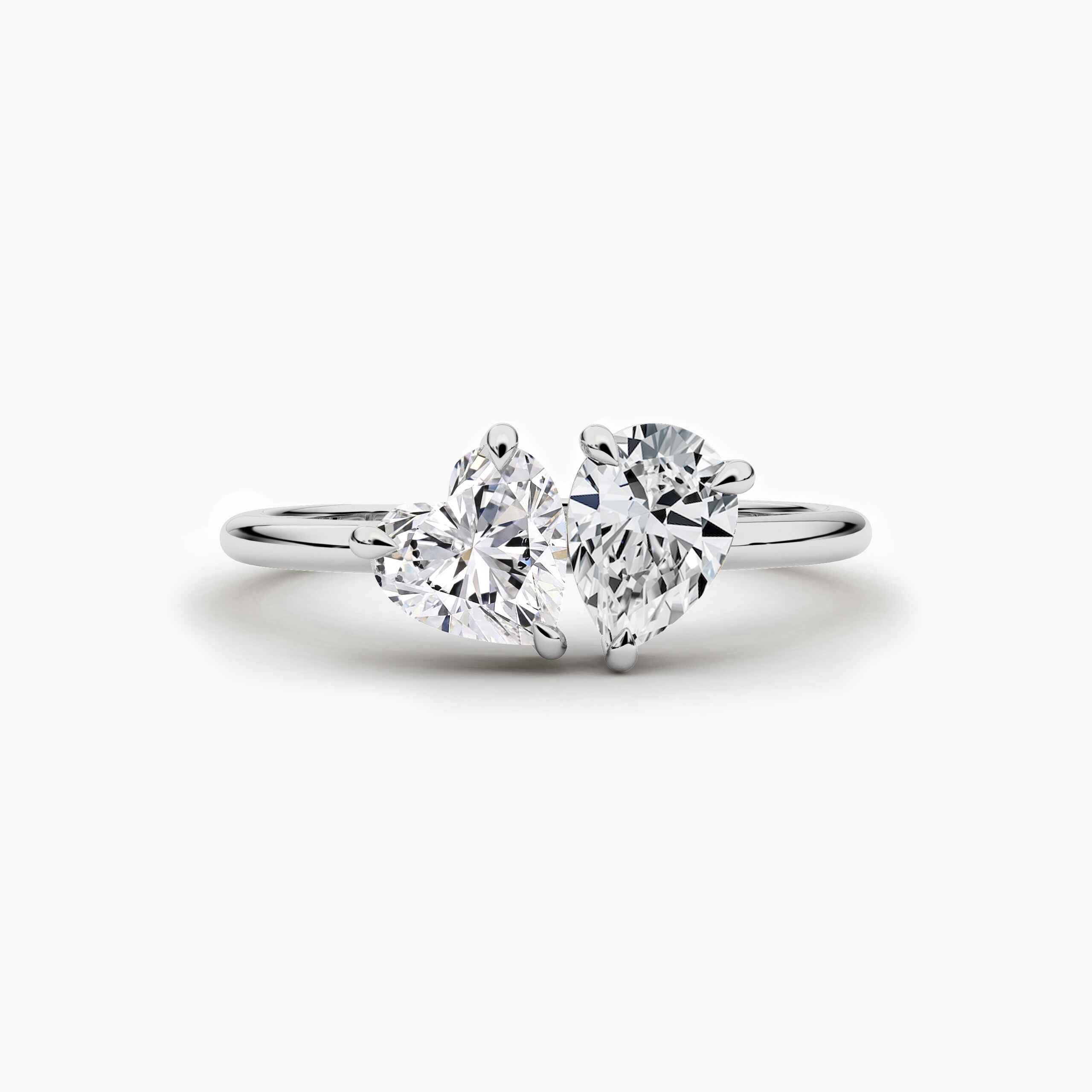 Heart & Pear Cut Diamond Wedding Toi Et Moi Ring For Women In White Gold