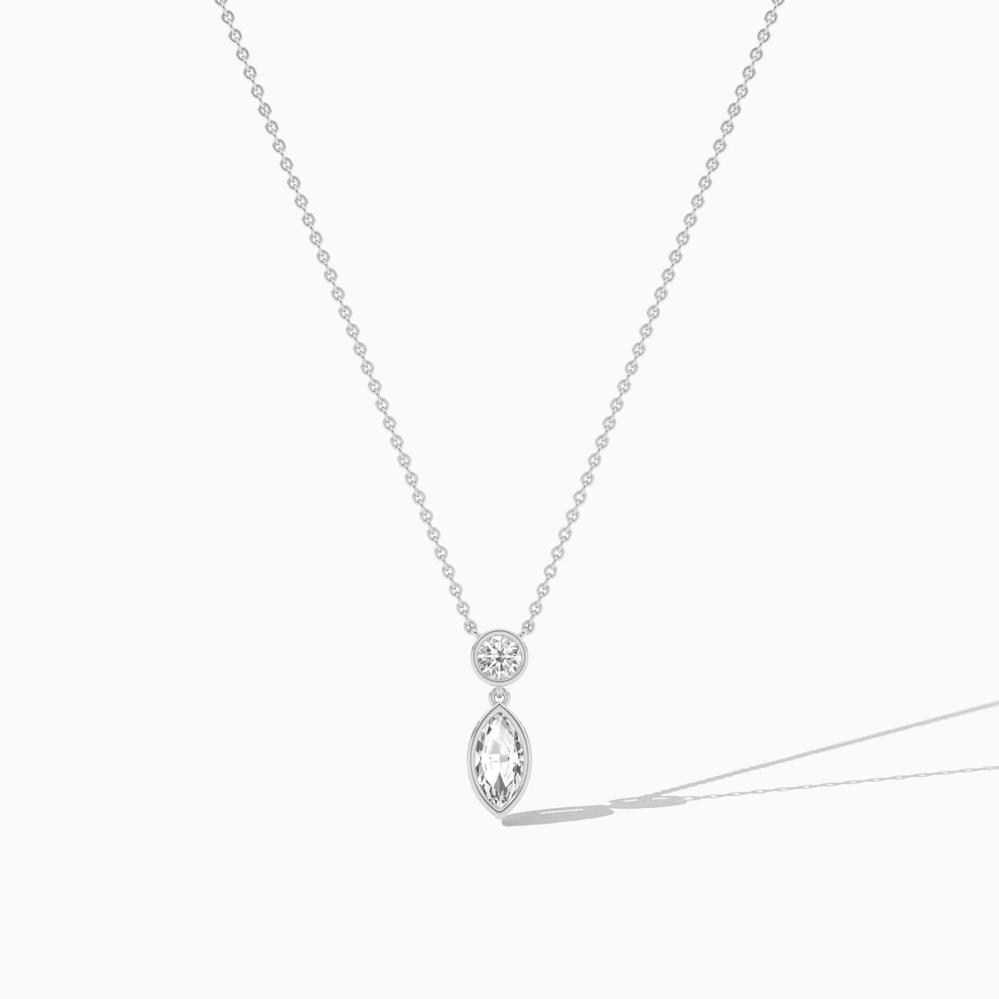 White Gold lab grown duo drop necklace