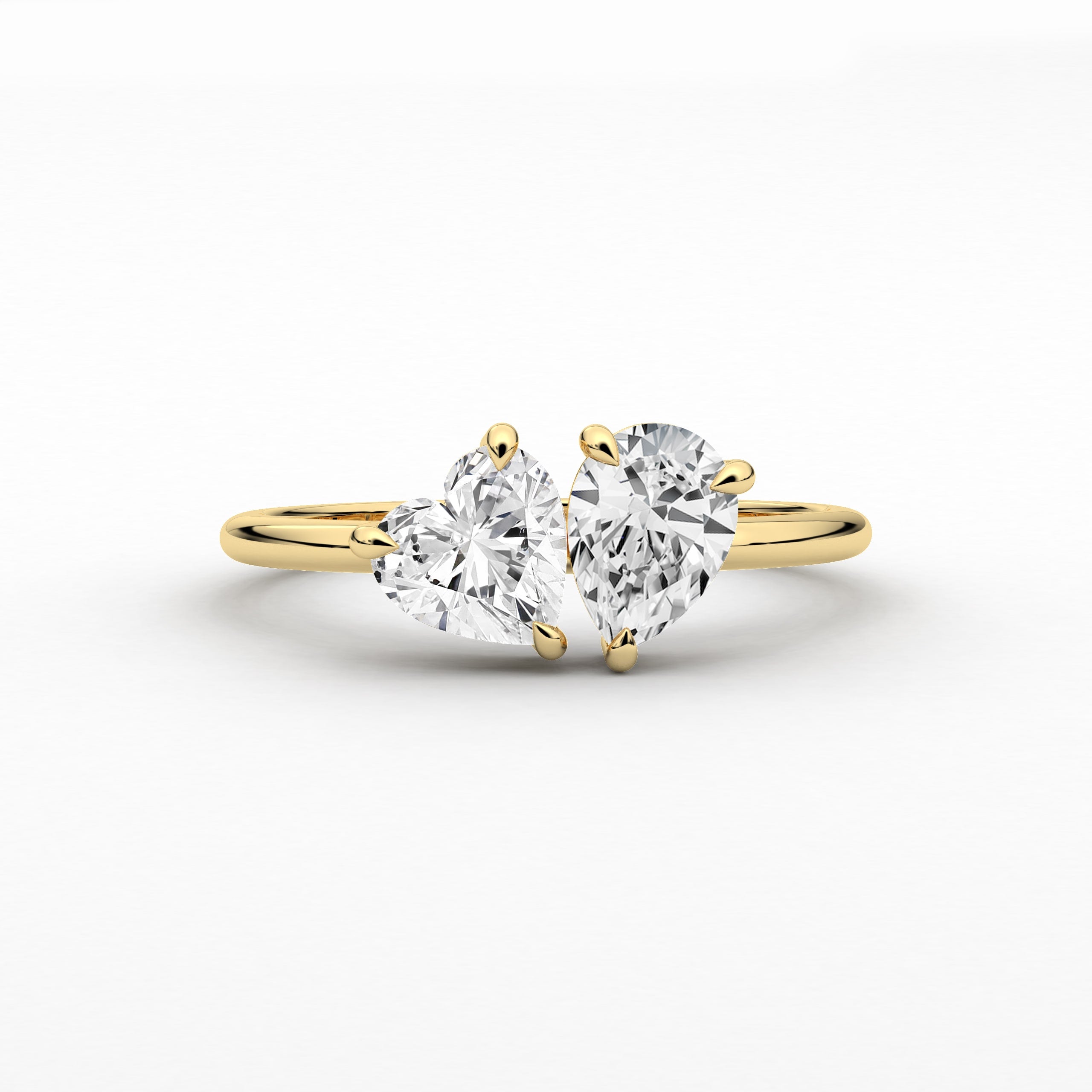 Heart And Pear Shape Toi Et Moi Engagement Ring In Yellow Gold