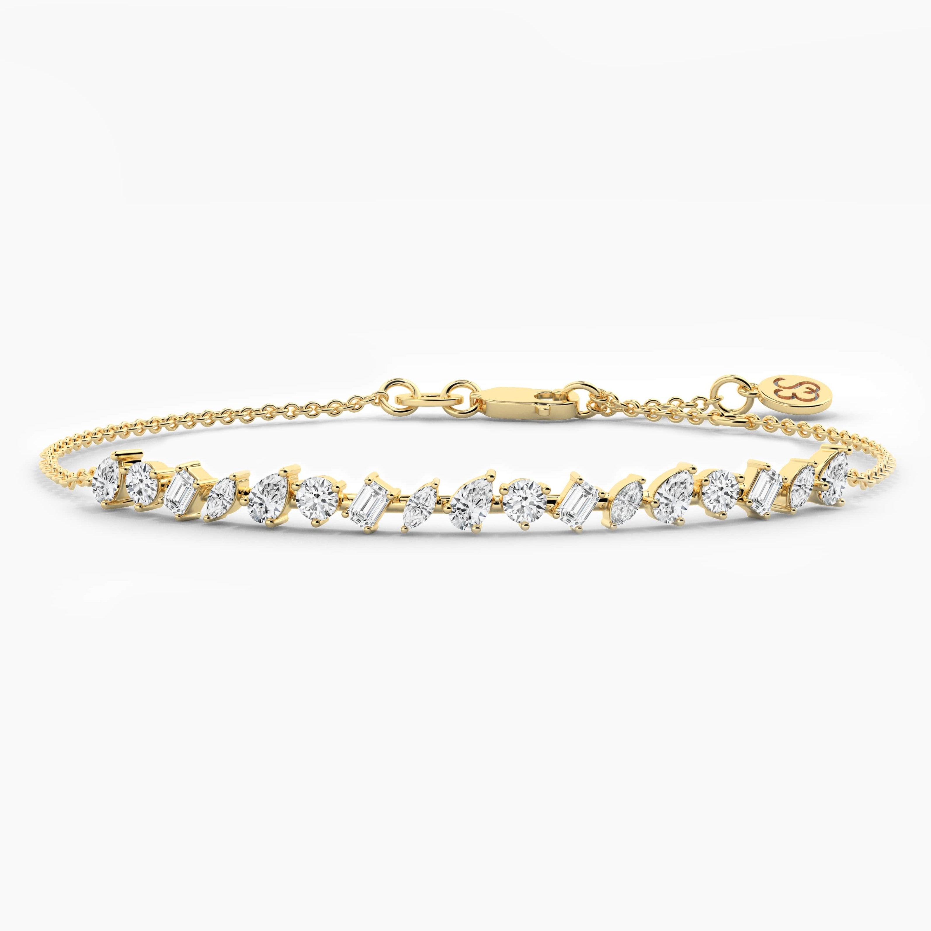 Multi Shape Diamond Bracelet In Yellow Gold 