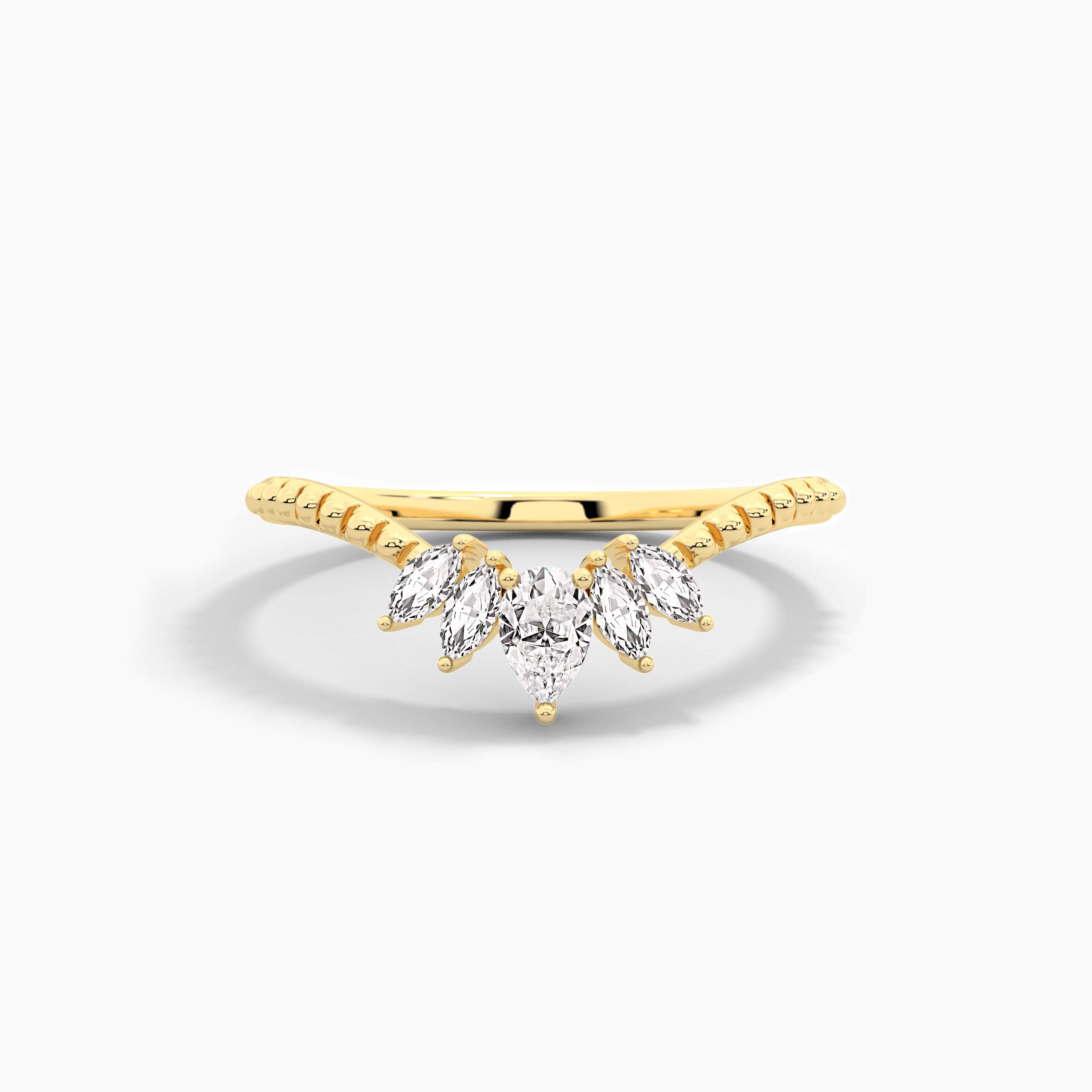 yellow gold moissanite diamond curved ring