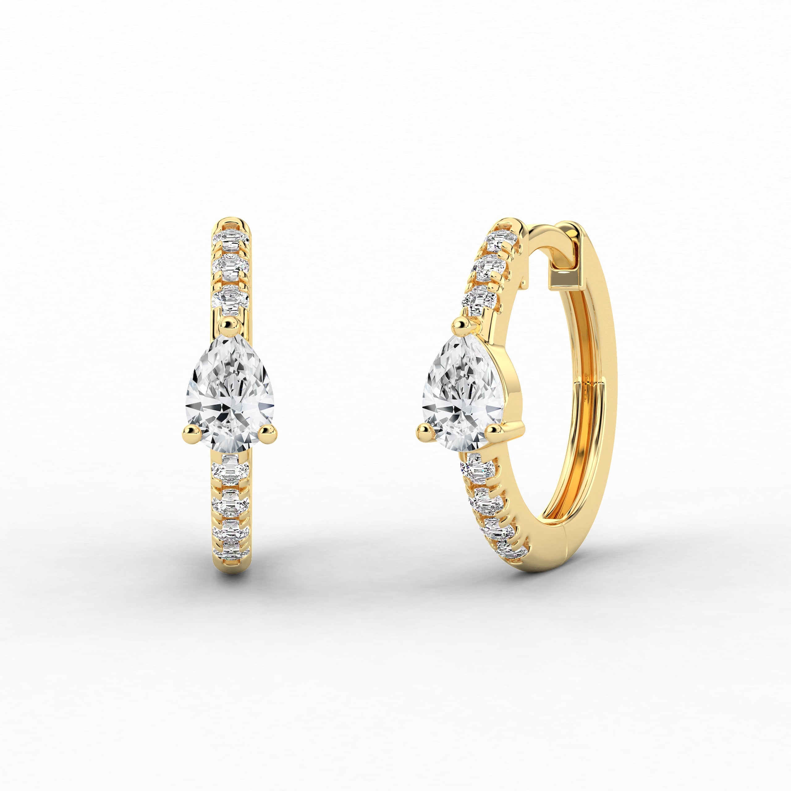 Pear Shape Diamond In Hoop Earring For Woman