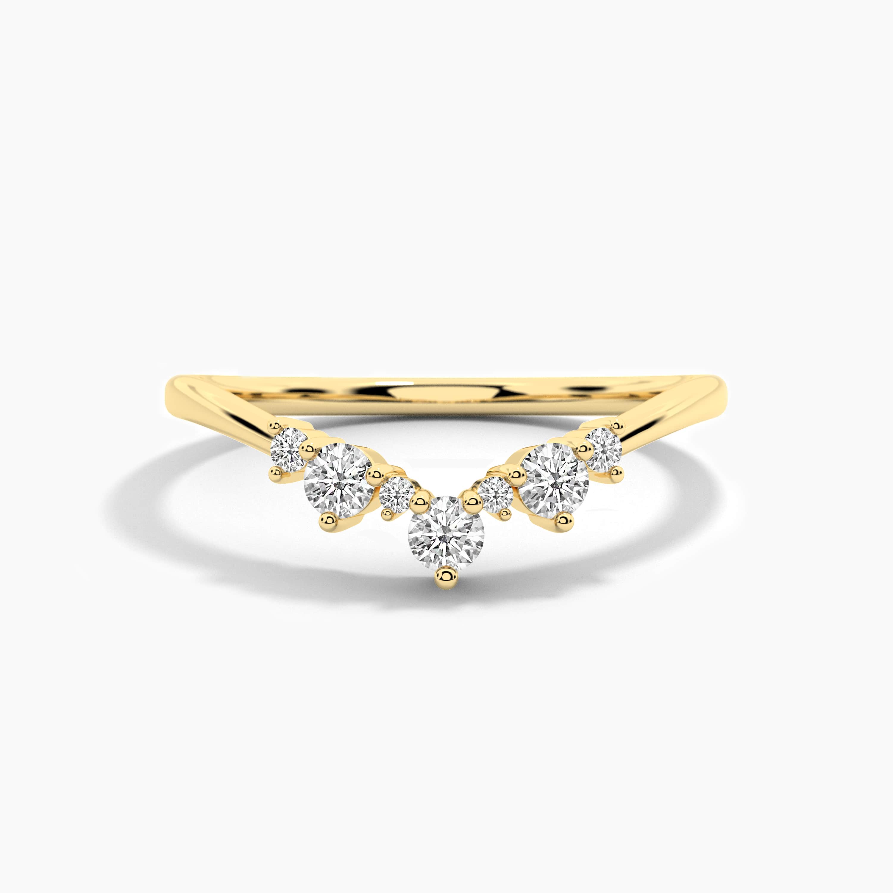 yellow gold diamond curved ring 