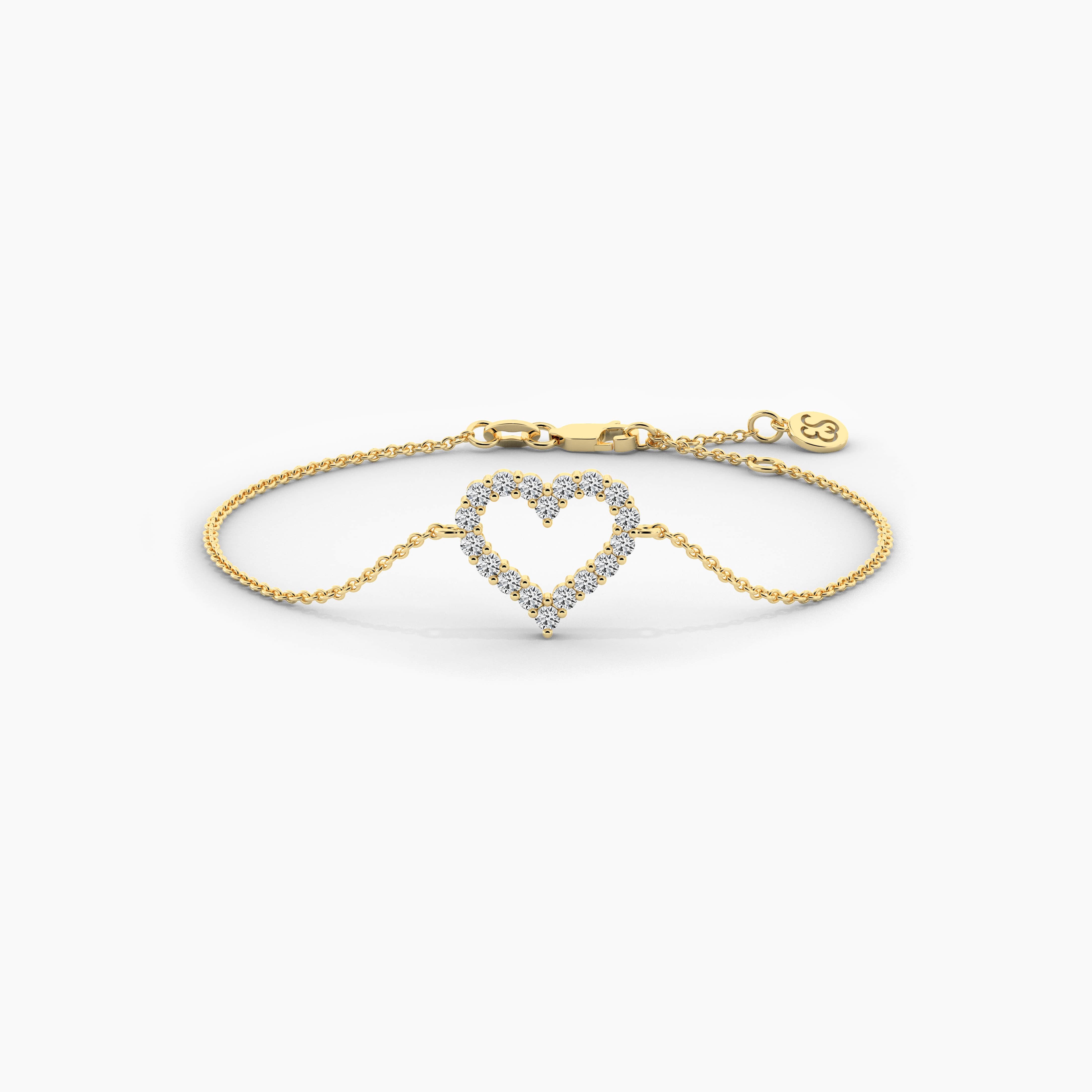gold diamond heart bracelet