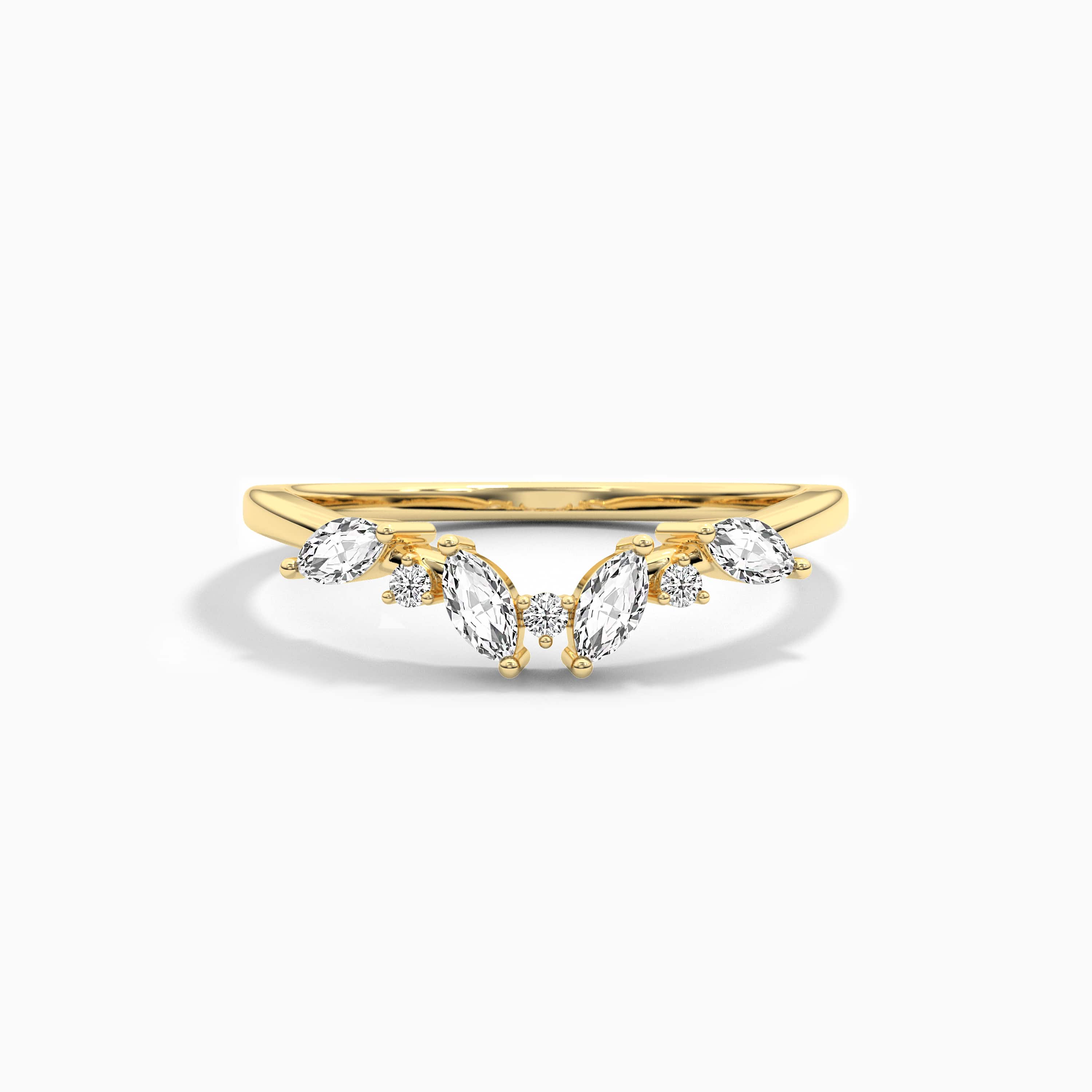 marquise and round moissanite diamond ring