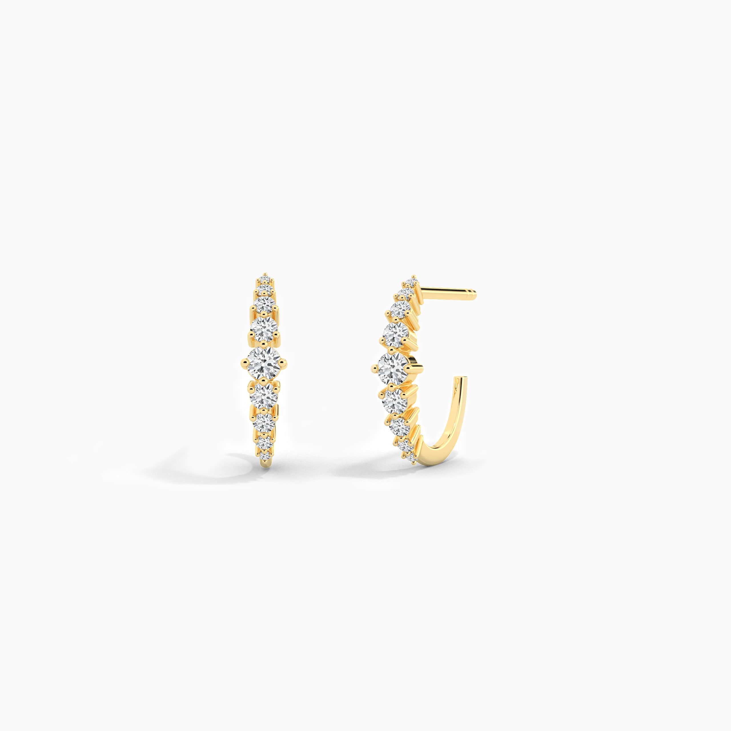 yellow gold round huggie earring 