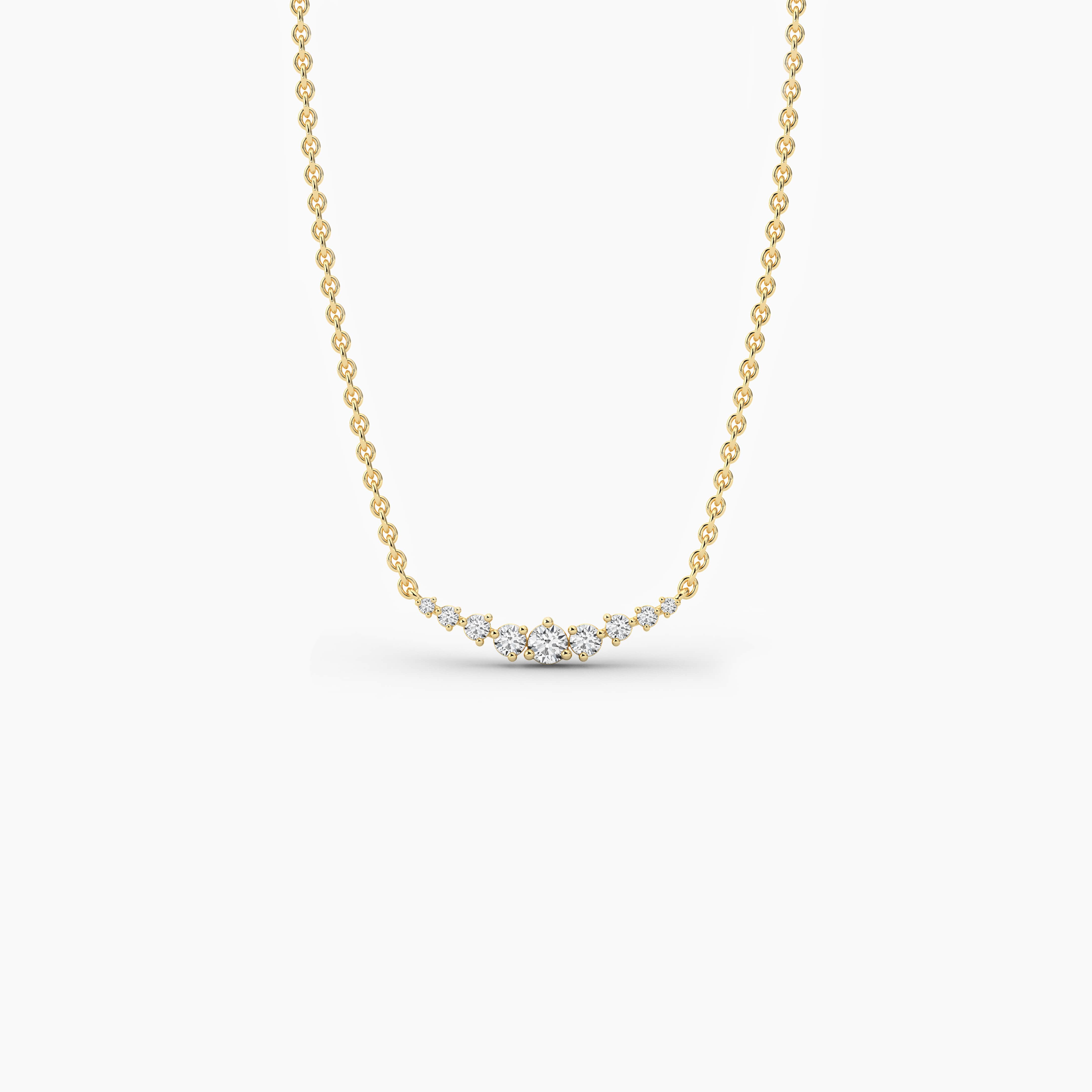 Yellow Gold Round Shape Diamond Necklace 