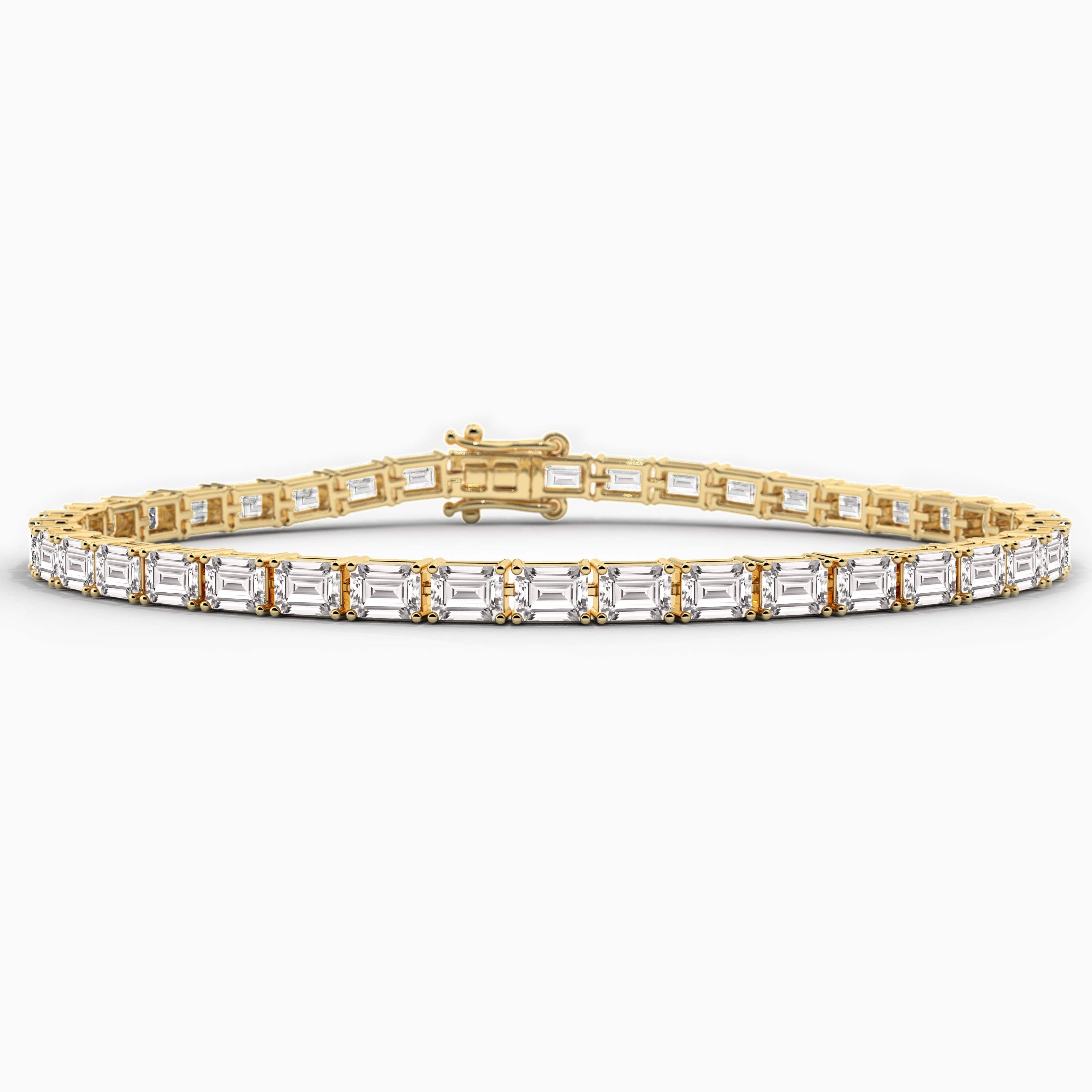 yellow gold east west diamond tennis bracelet