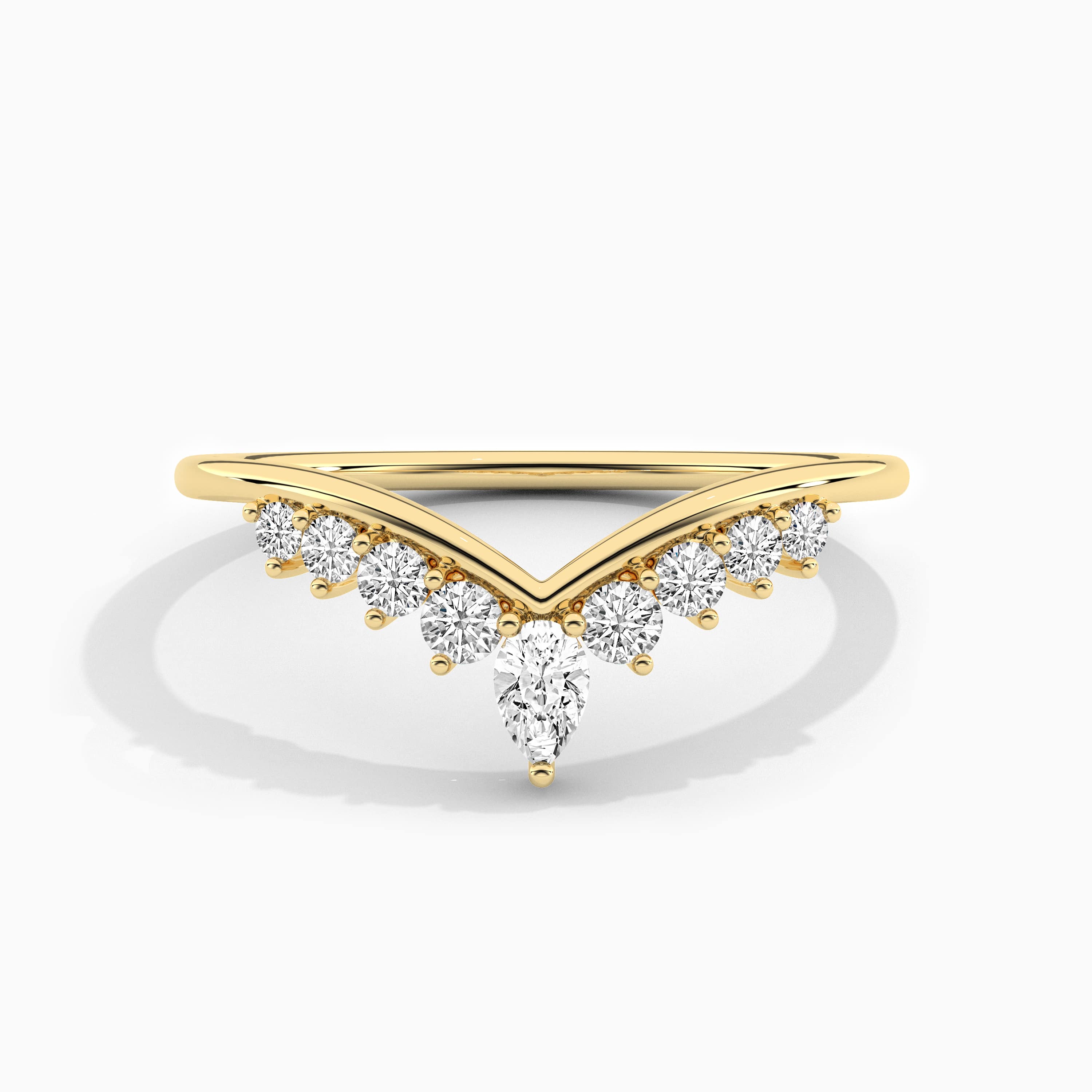 yellow gold diamond curved ring 