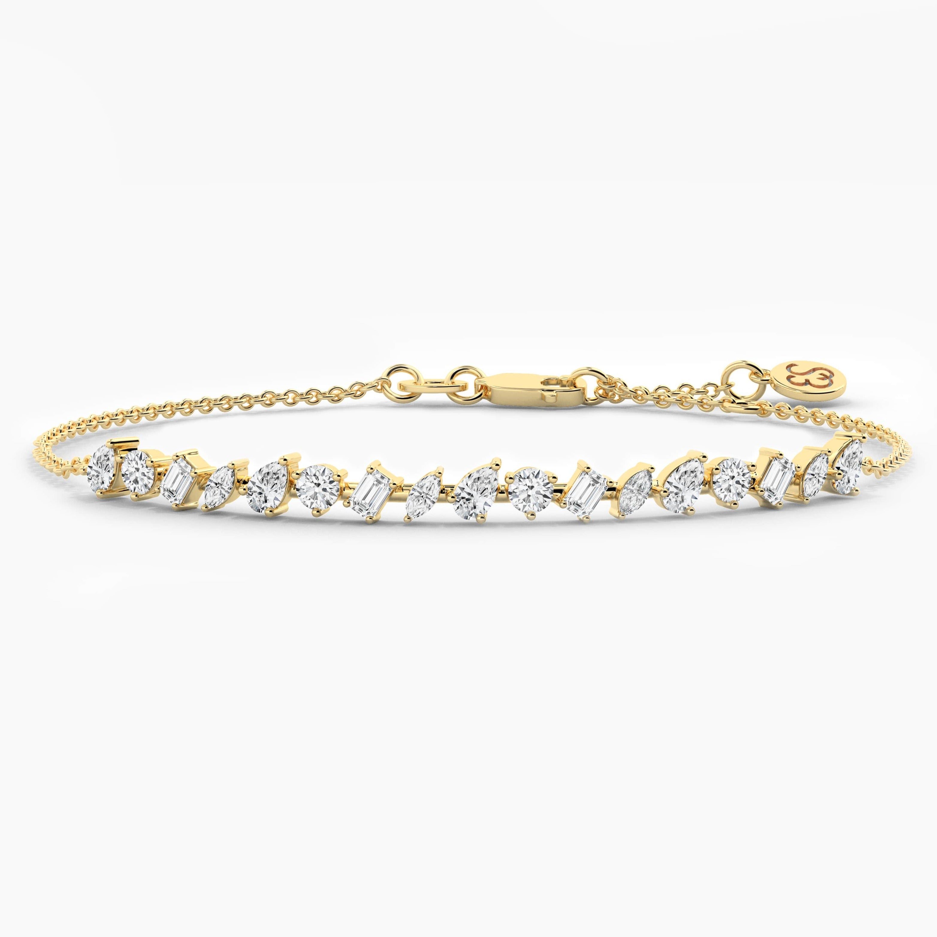 Multi Shape Diamond Bracelet In Yellow Gold 