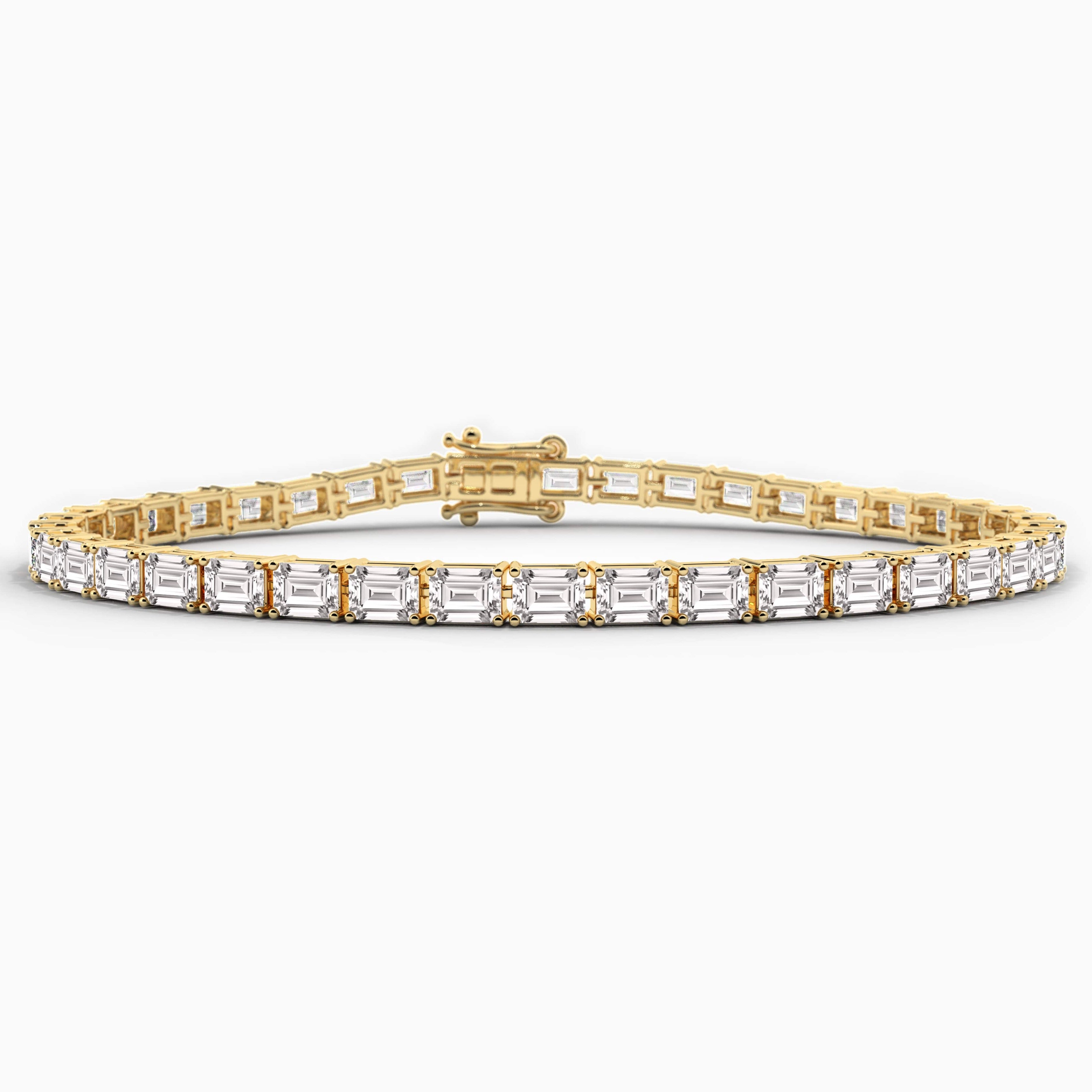 yellow gold east west diamond tennis bracelet