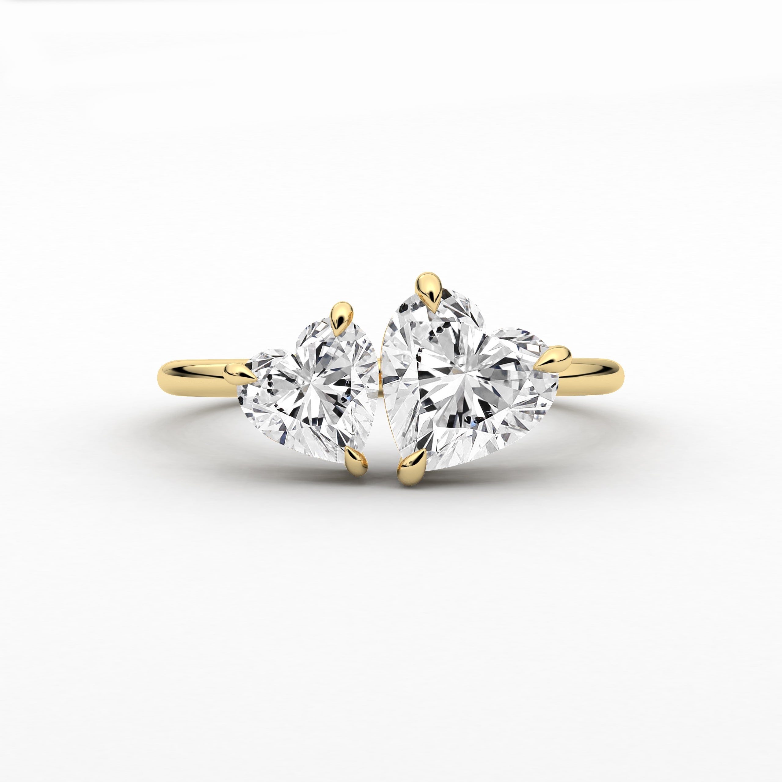 Heart Shape Toi Et Moi Engagement Ring In Yellow Gold For Woman