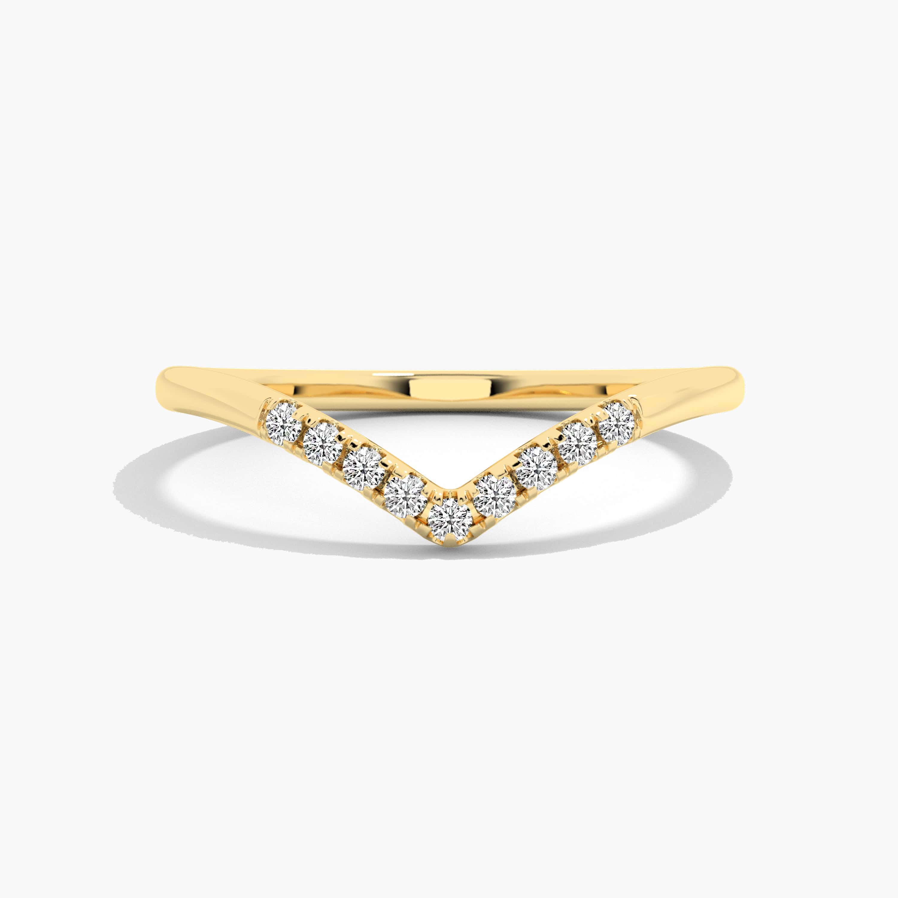 round cut moissanite diamond curved ring