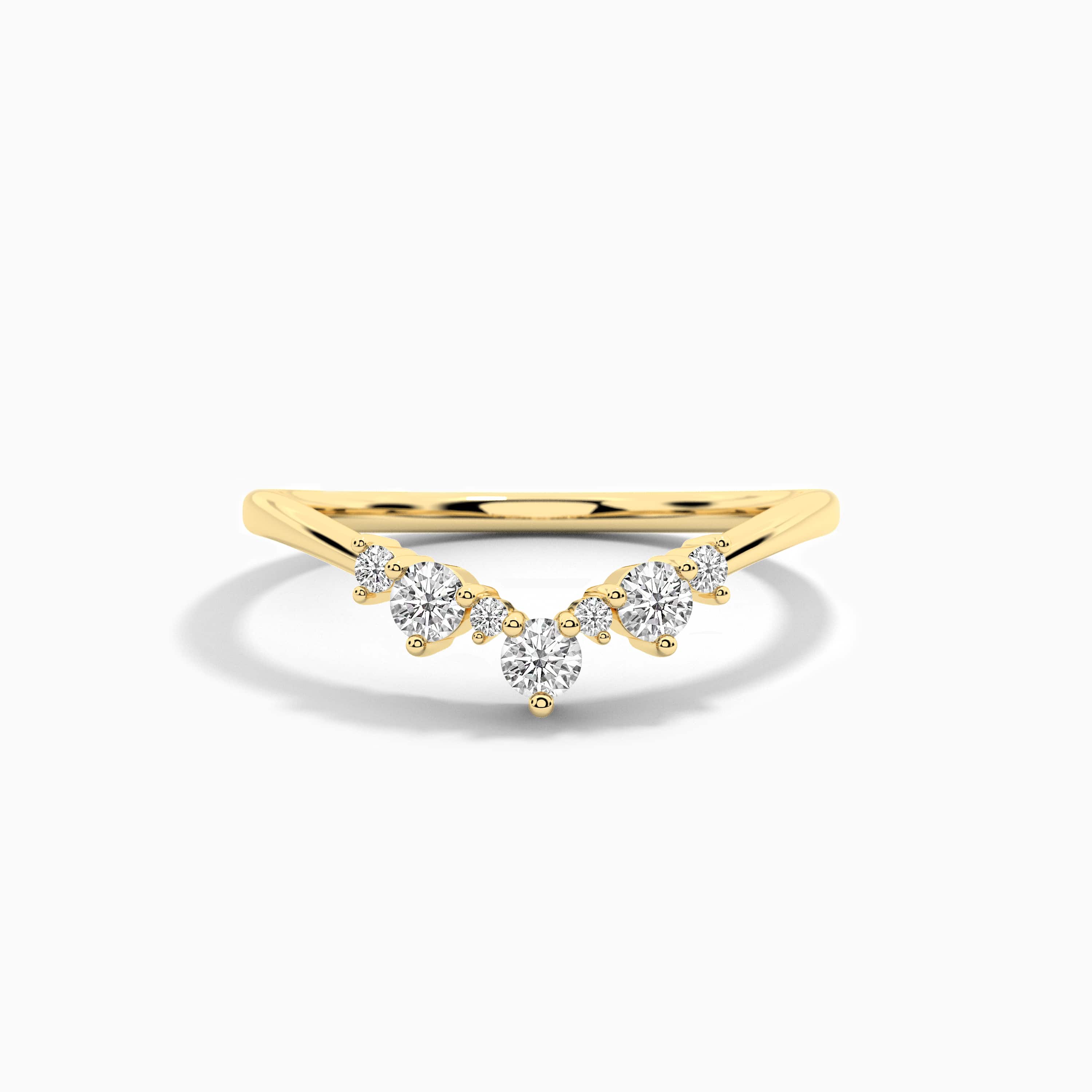 yellow gold diamond curved ring