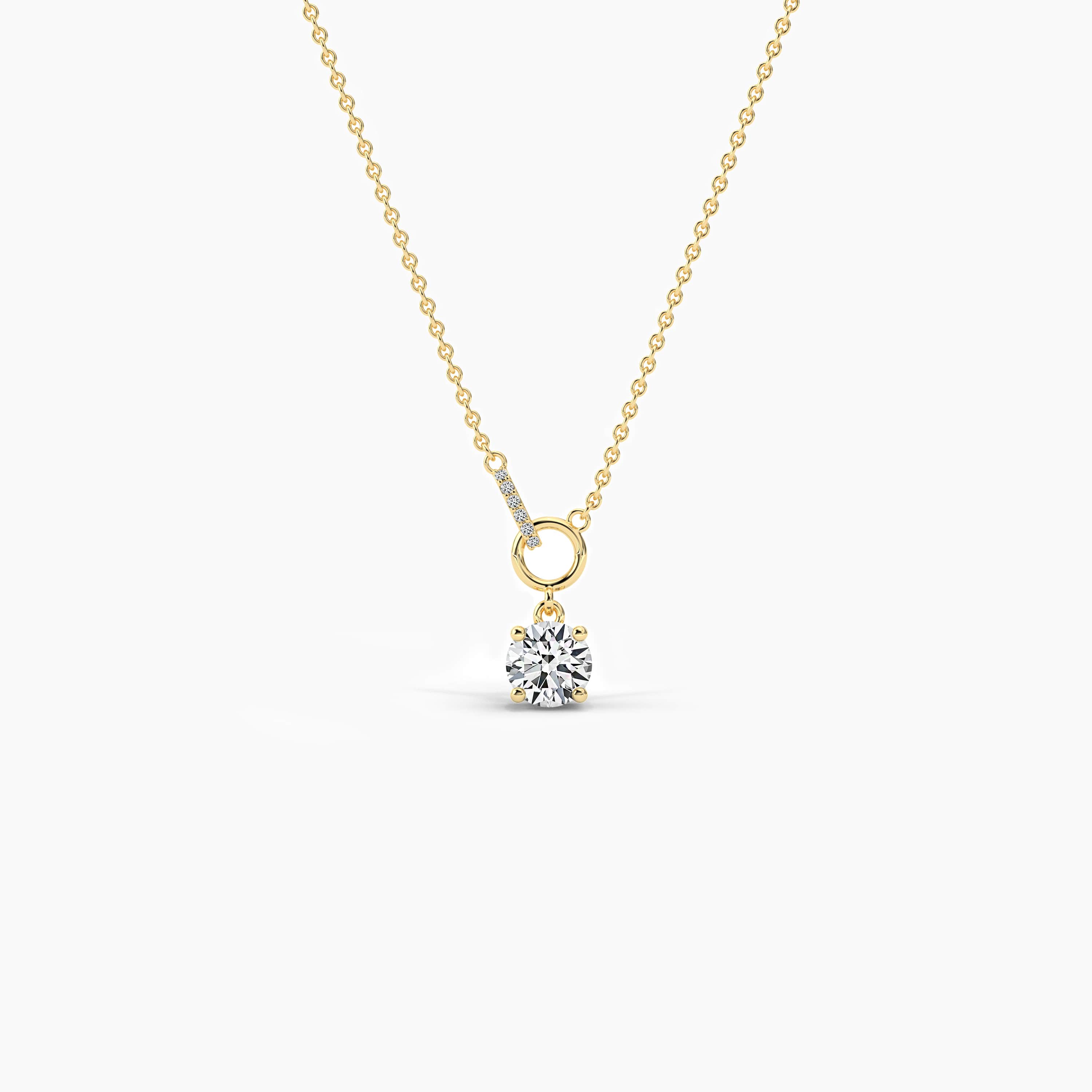 yellow gold round shape diamond necklace 