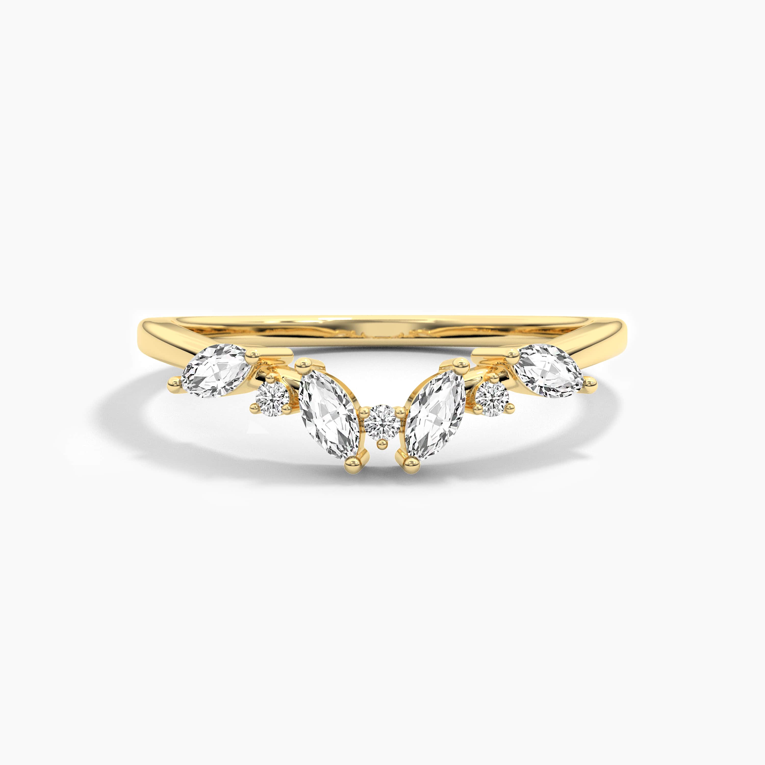 marquise and round moissanite diamond ring    
