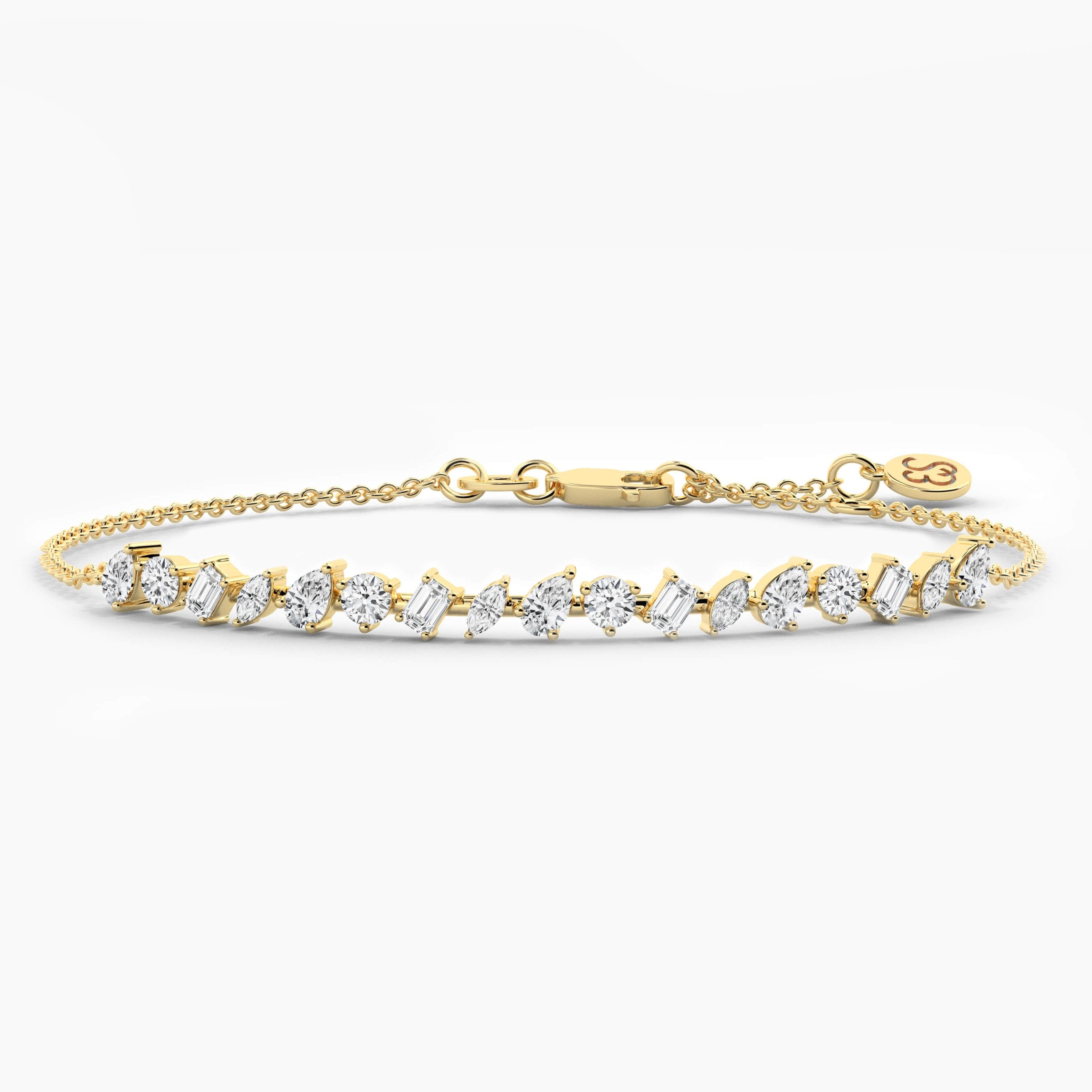 Multi Shape Diamond Bracelet In Yellow Gold 