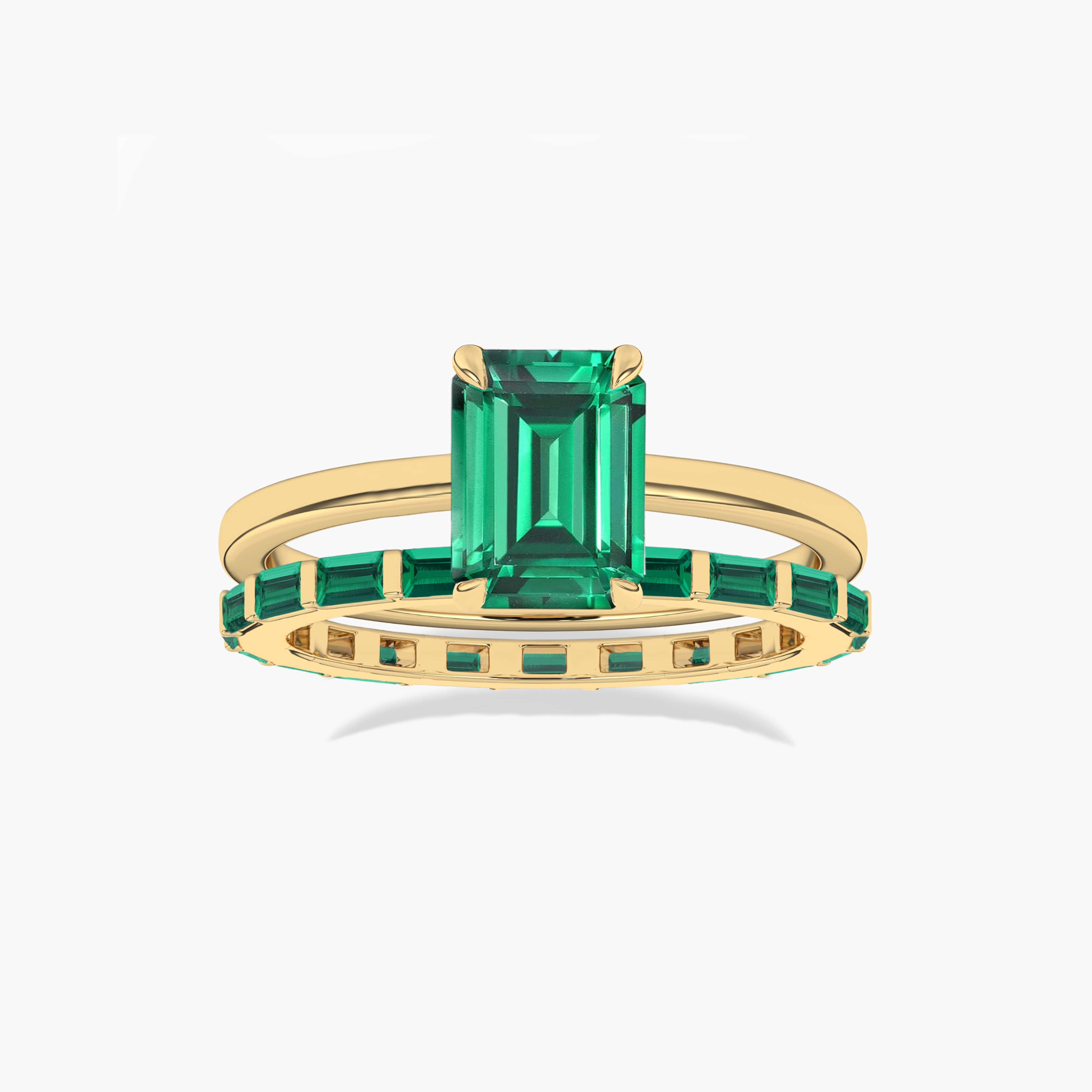 Yellow Gold Emerald Baguette Stackable Band