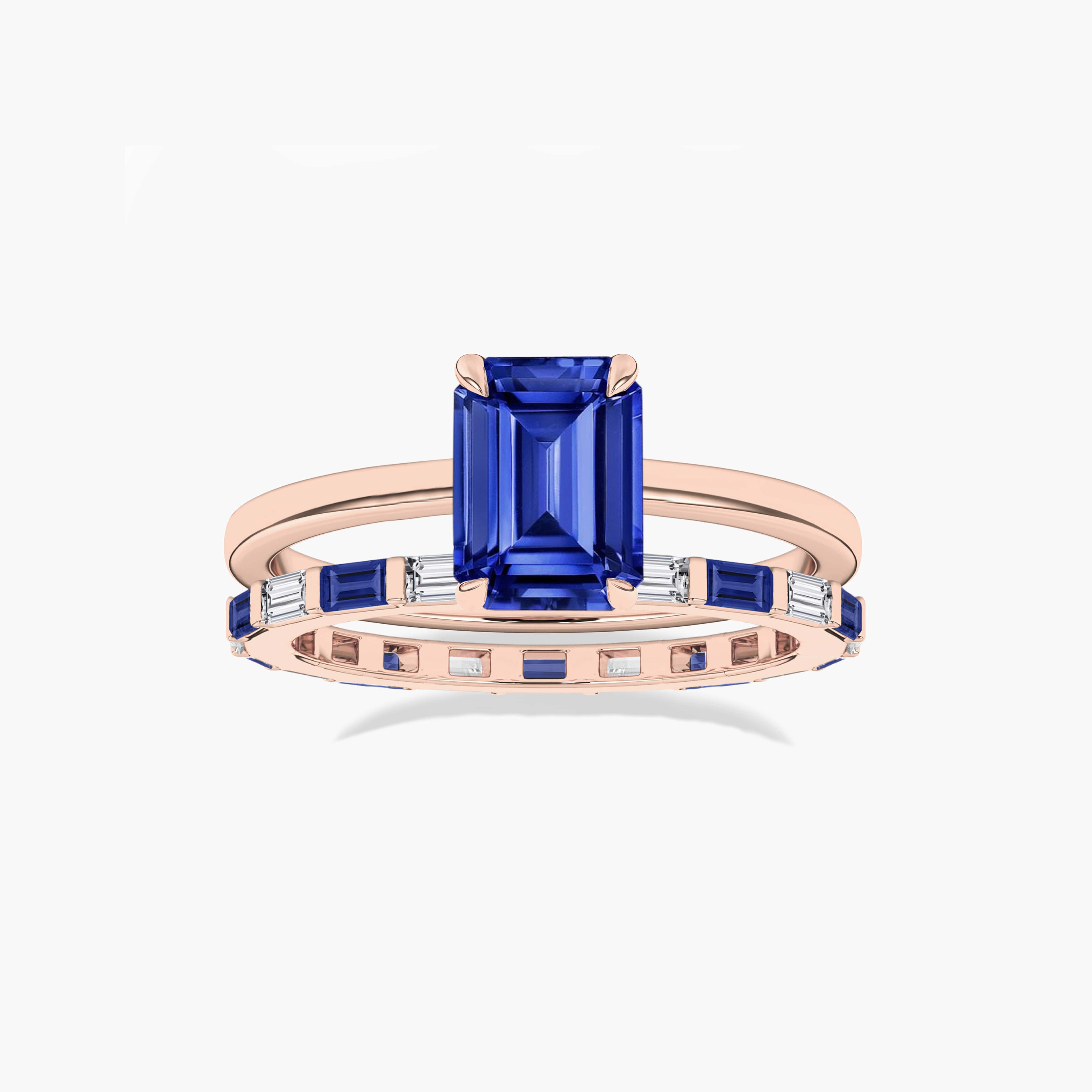 Blue Sapphire Baguette Eternity Wedding band