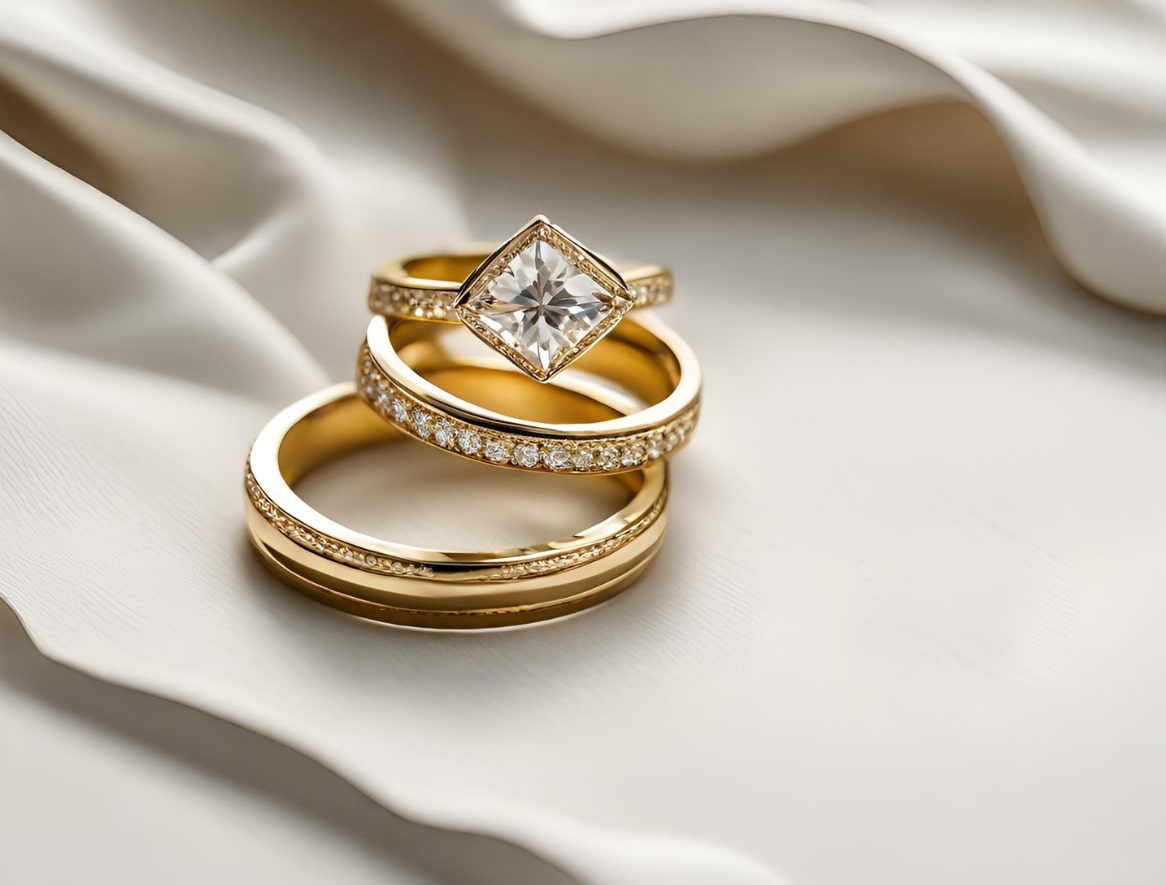 princess shape yellow gold engagement ring