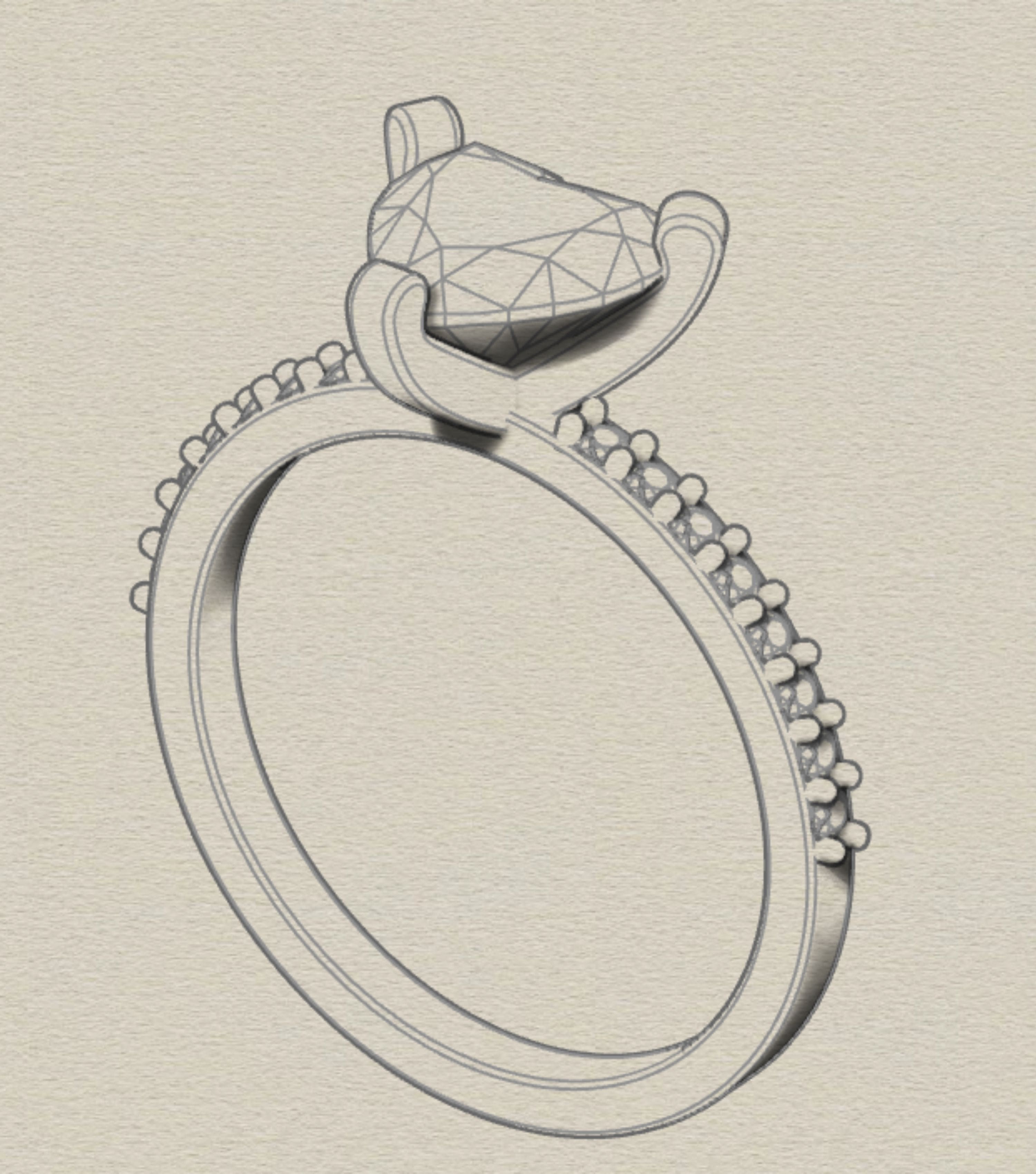 pencil drawing of heart shape engagement ring