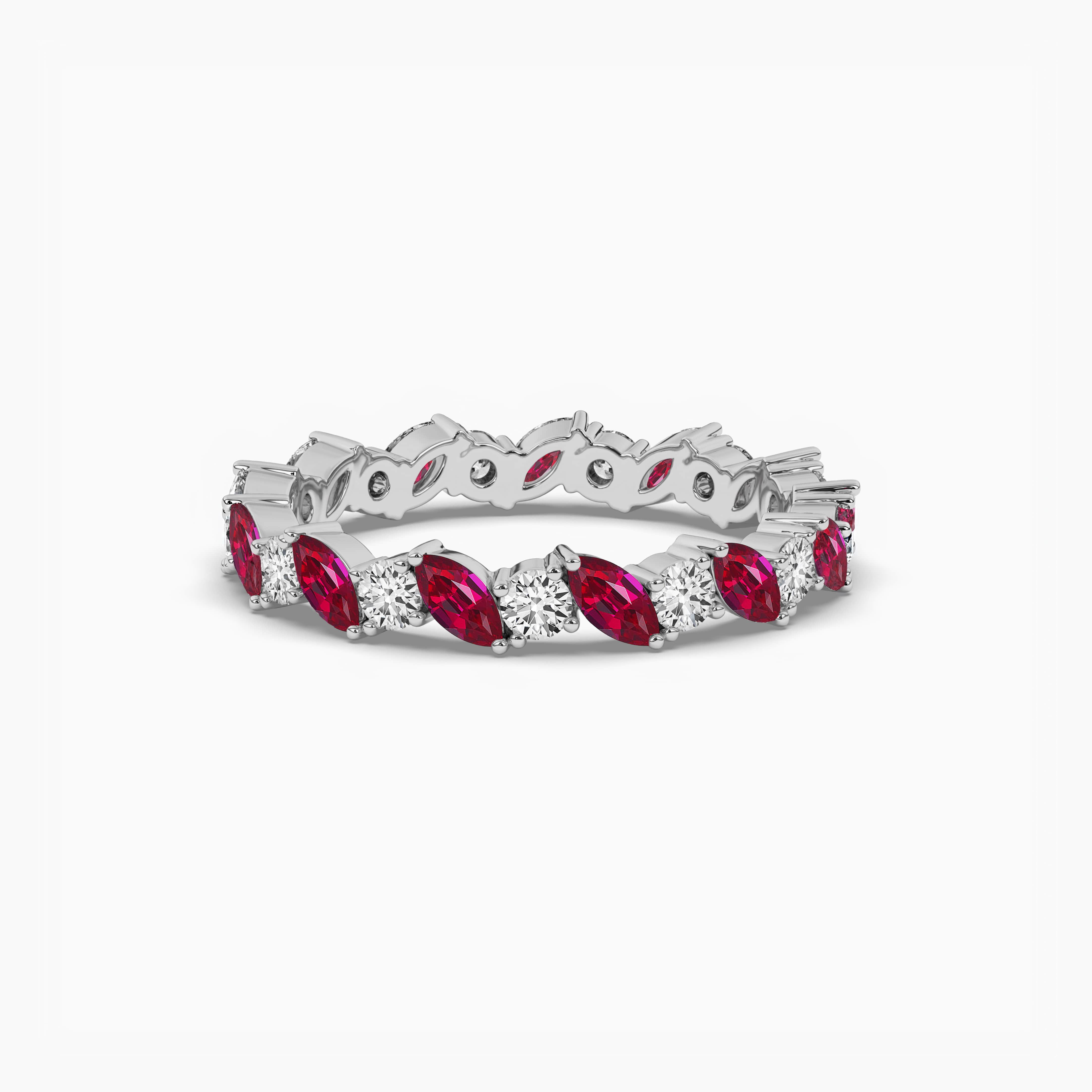 white gold ruby and  diamond eternity band 