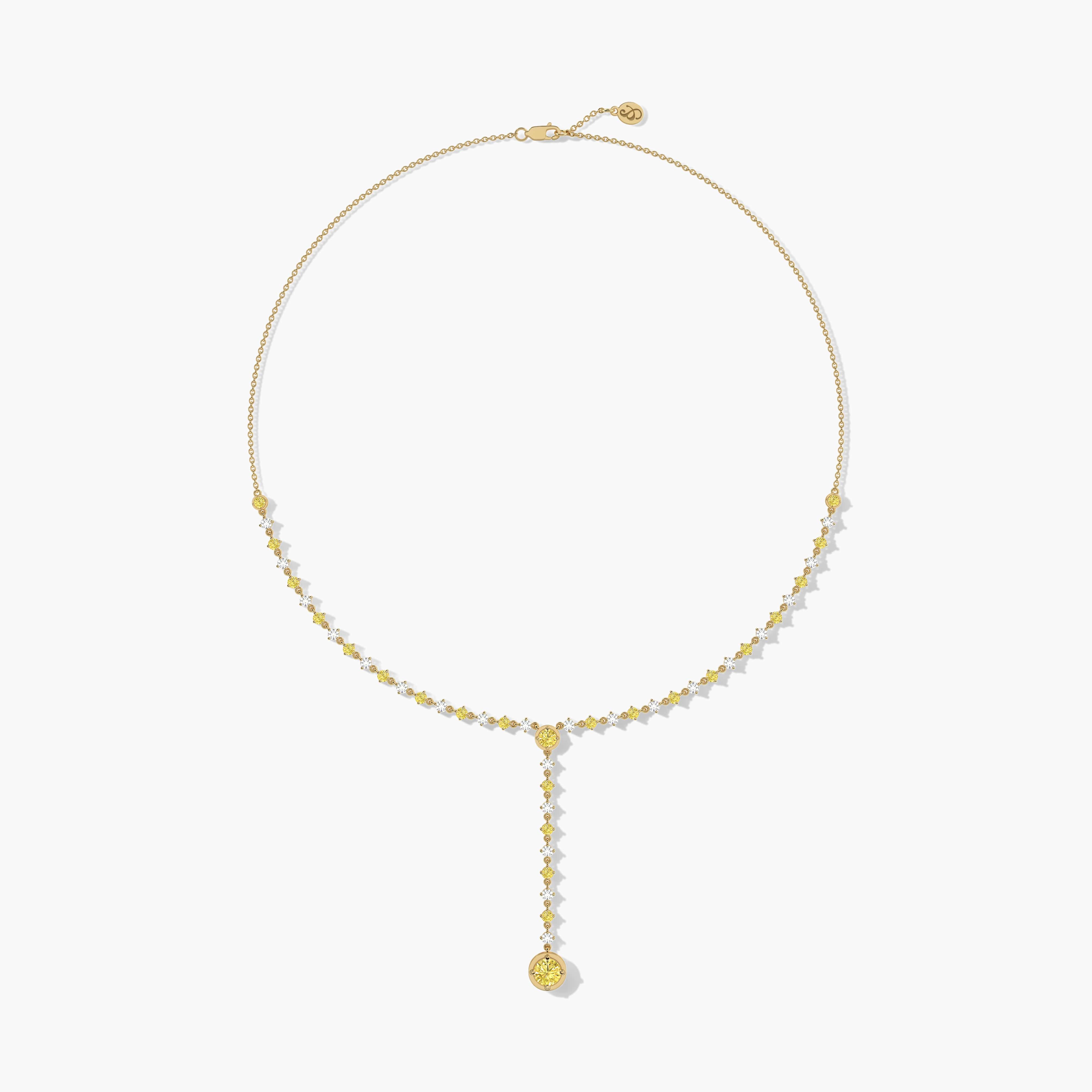 Yellow Diamond Tennis Necklace Womens 