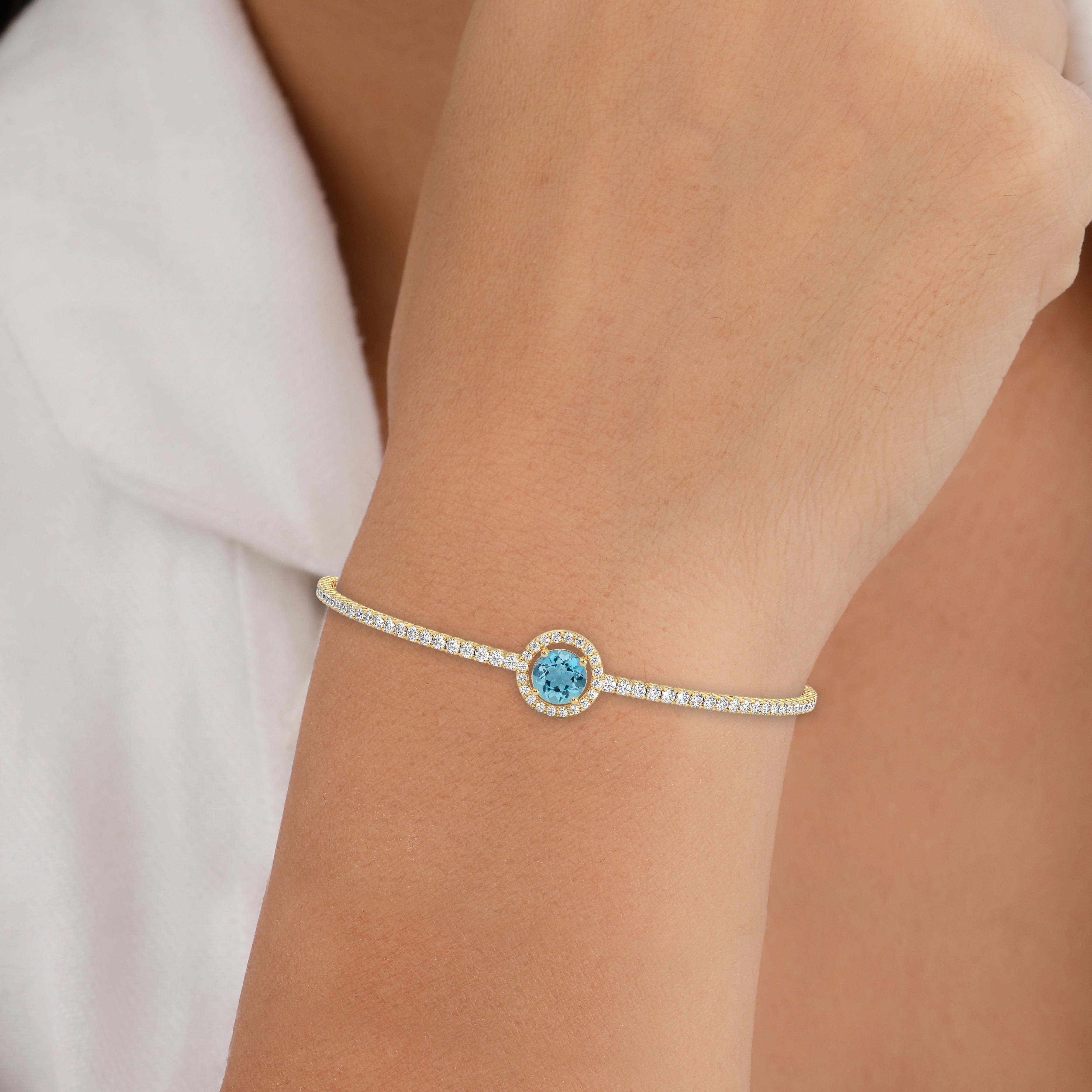 Bracelet With Arizona Turquoise and White Diamonds\