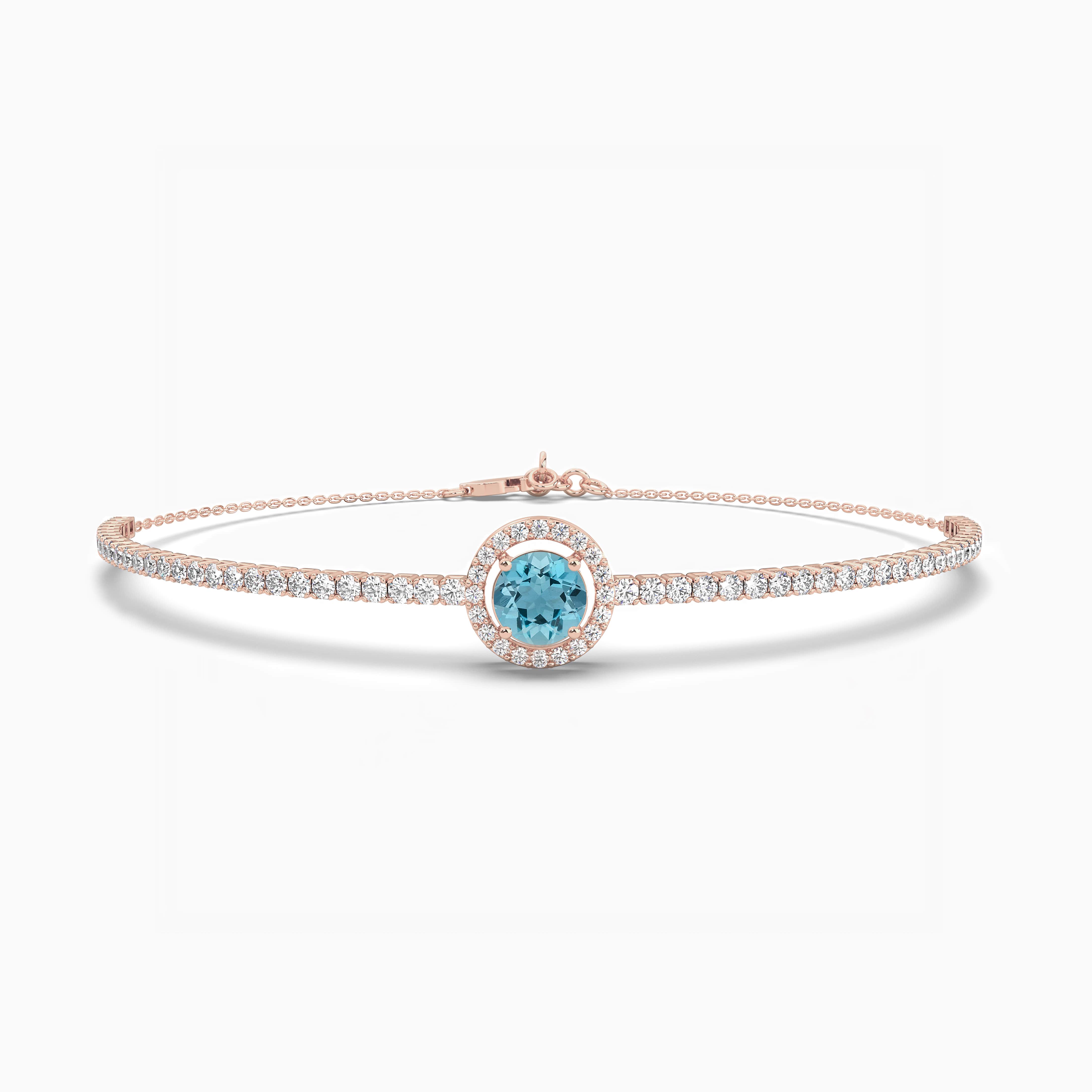 Genuine Diamond And Opal Gemstone Chain Bracelet Jewelry