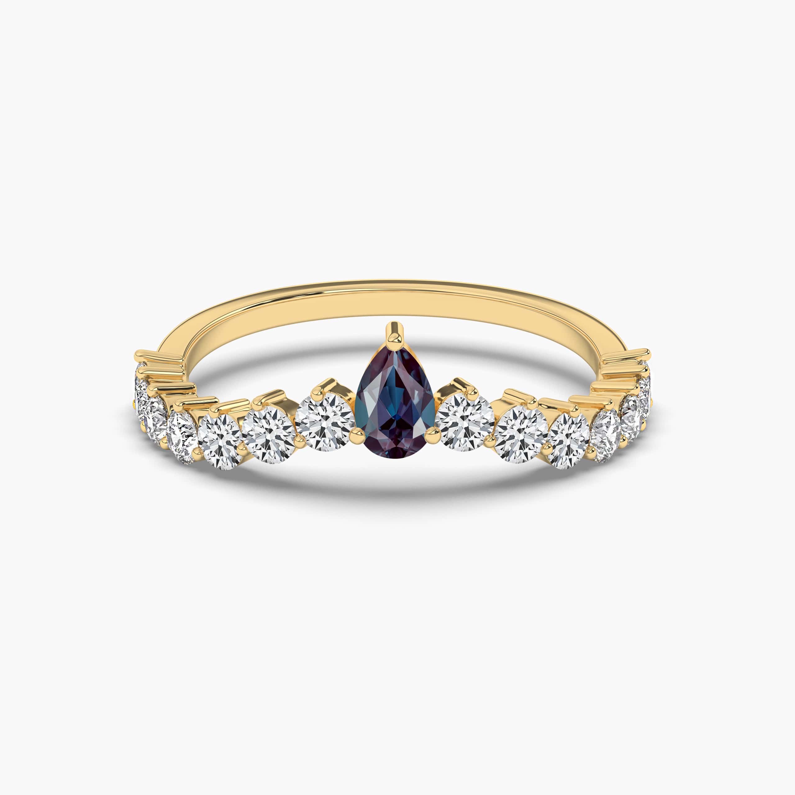 Gold Pear Shaped Alexandrite Engagement Ring Yellow Gold